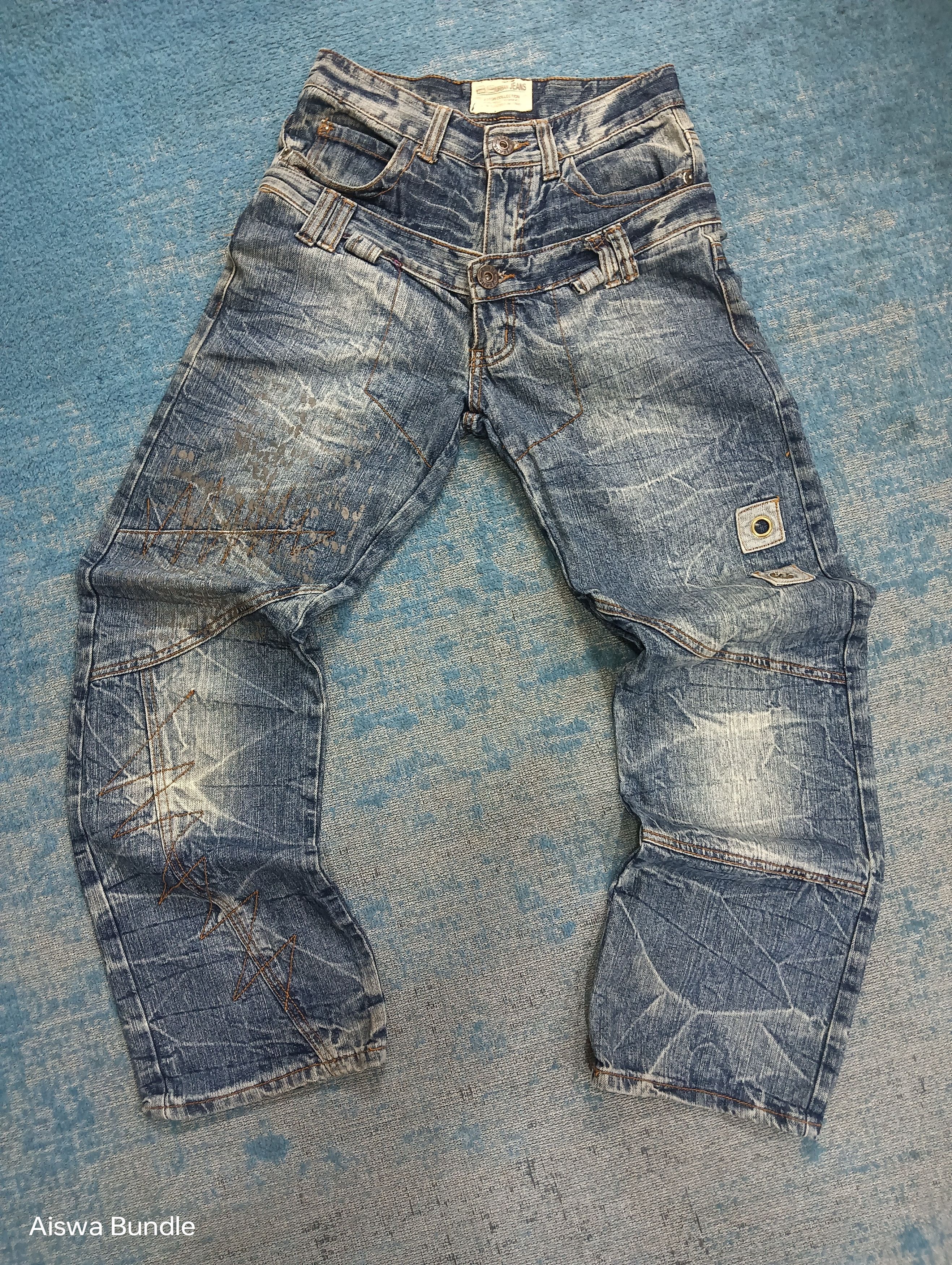 Japanese Brand URBAN JEANS ASTON COLLECTION DISTRESSED DOUBLE WAIST Size US 29 - 4 Thumbnail