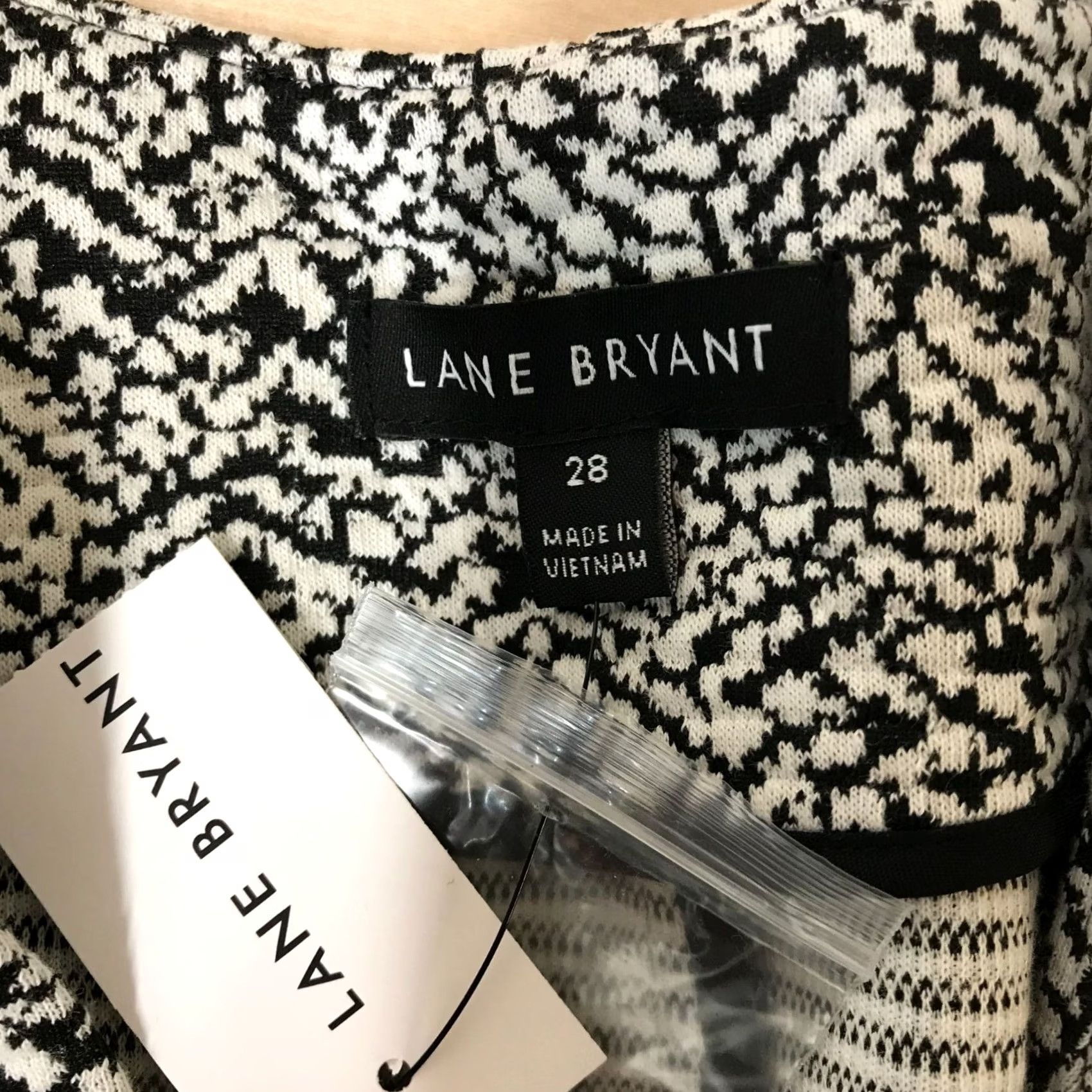 Vintage LANE BRYANT Womens 28 Black White Textured Belted Jacket Blazer Stretch Plus Size 28 Size 4XL / US 24-26 - 7 Thumbnail