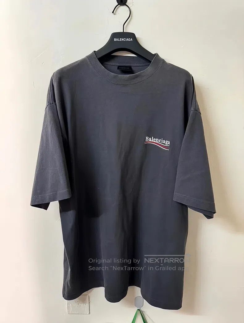 Balenciaga Balenciaga Smoke Grey Coke Embroidered Short Sleeve Size US S / EU 44-46 / 1 - 2 Thumbnail