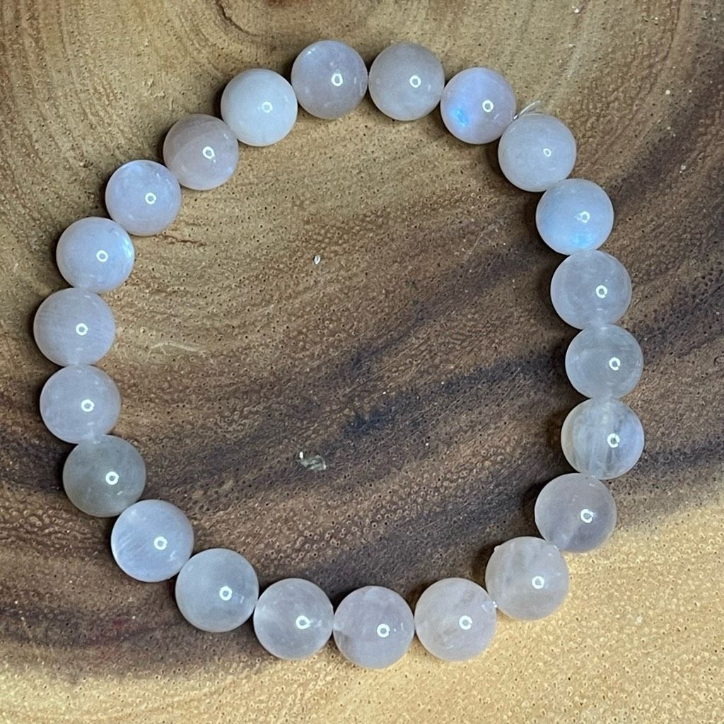 Other White Moonstone beaded bracelet 7” crystal healing beads 8mm Size ONE SIZE - 5 Thumbnail