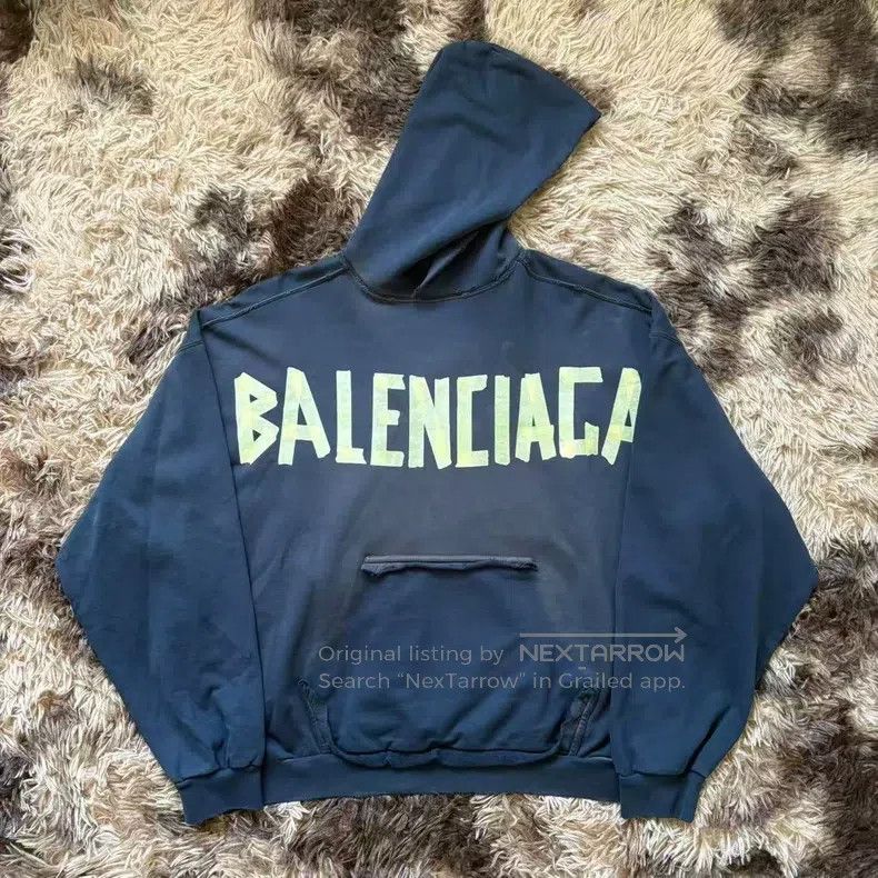 Balenciaga Balenciaga Logo Letter Washed Paper Distressed Hoodie Size US S / EU 44-46 / 1 - 1 Thumbnail