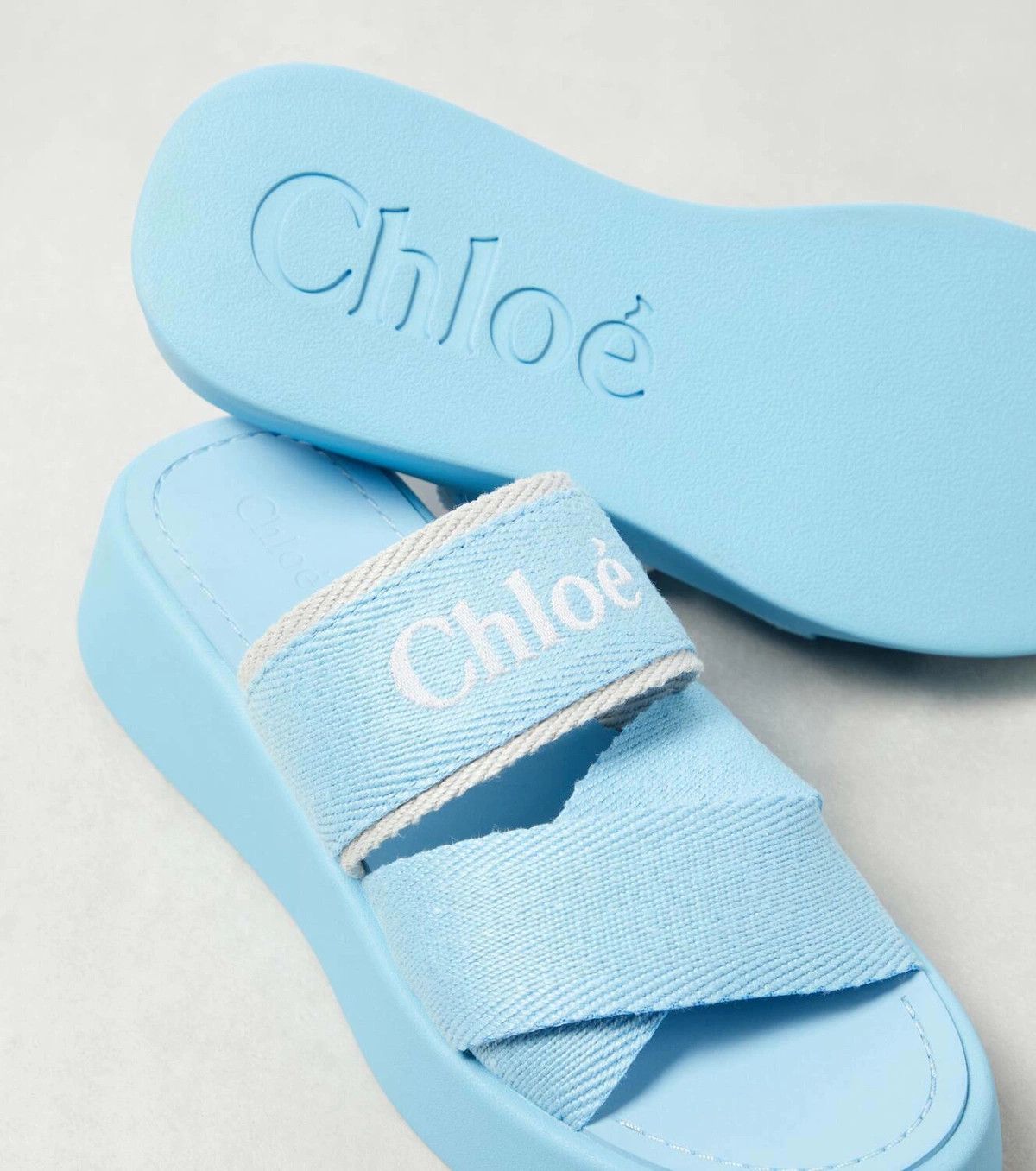 Chloe o1loc1c0425 Woody Slides Silky in Blue Size US 8 / IT 38 - 4 Thumbnail