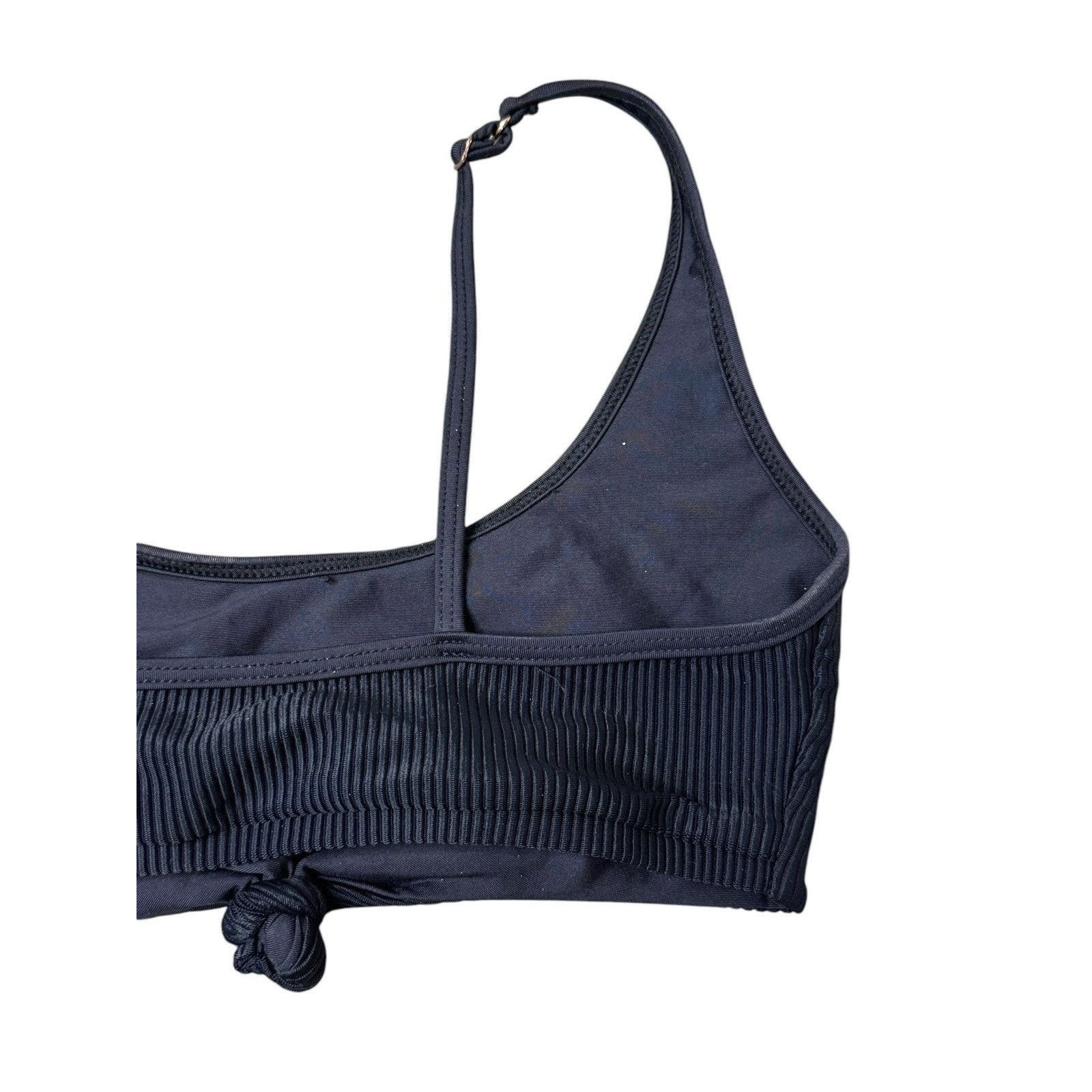 Other FRANKIES BIKINIS Black Ribbed Knotted Scoop Neck Greer Top Size ONE SIZE - 8 Thumbnail