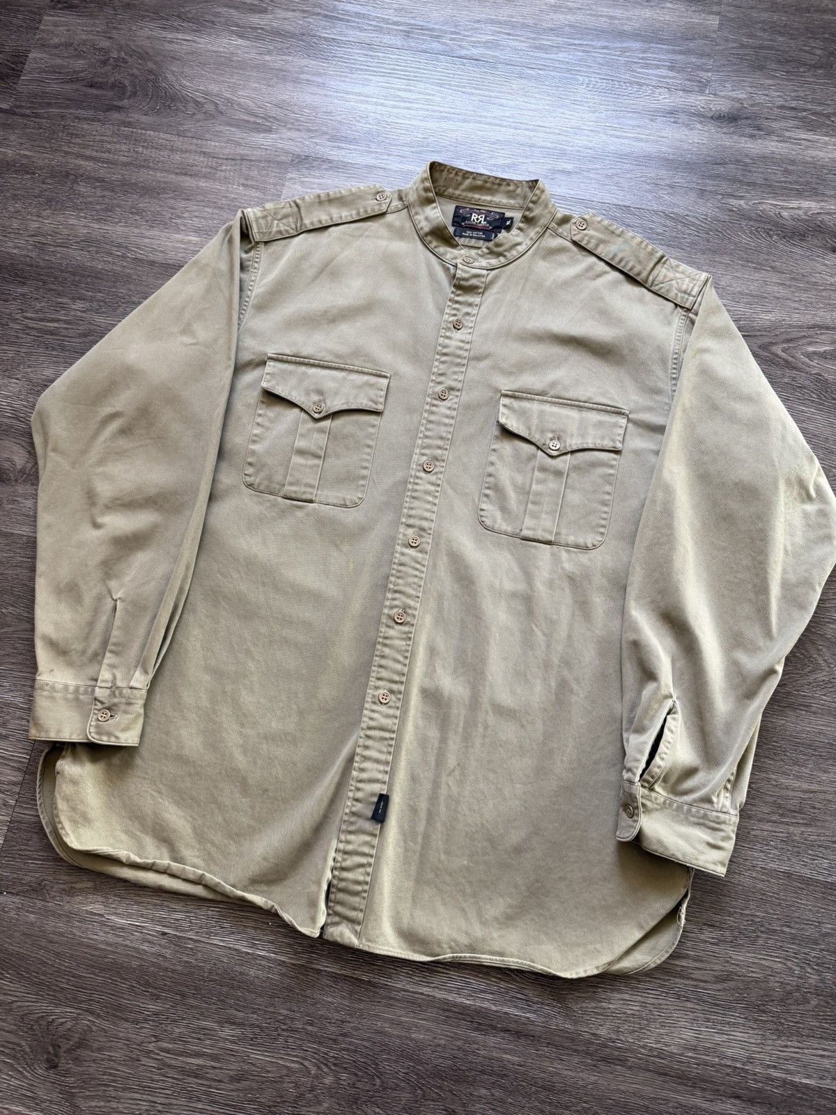 RRL Ralph Lauren Vintage Double RL RRL Military Shirt Button up Henley Collar Size US XL / EU 56 / 4 - 2 Thumbnail