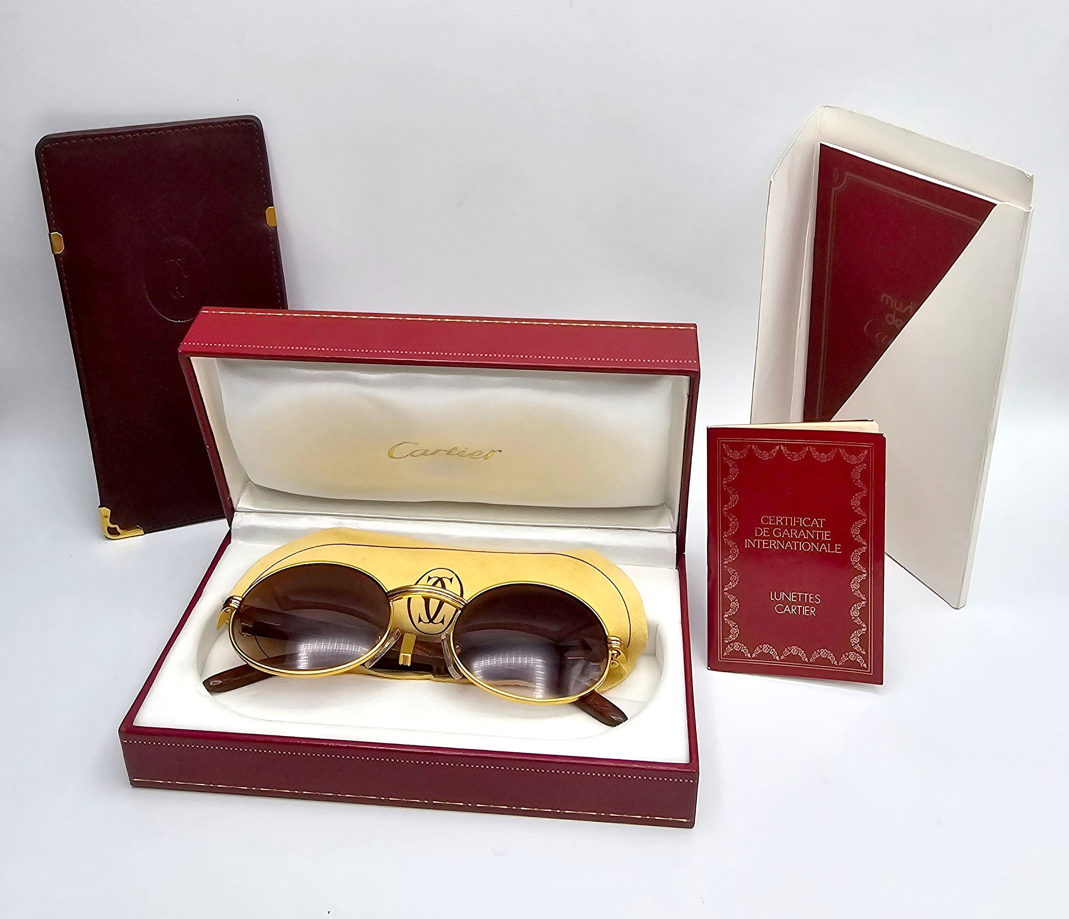 image of Cartier Giverny Sunglasses Vintage Bubinga Wood in Gold, Men's