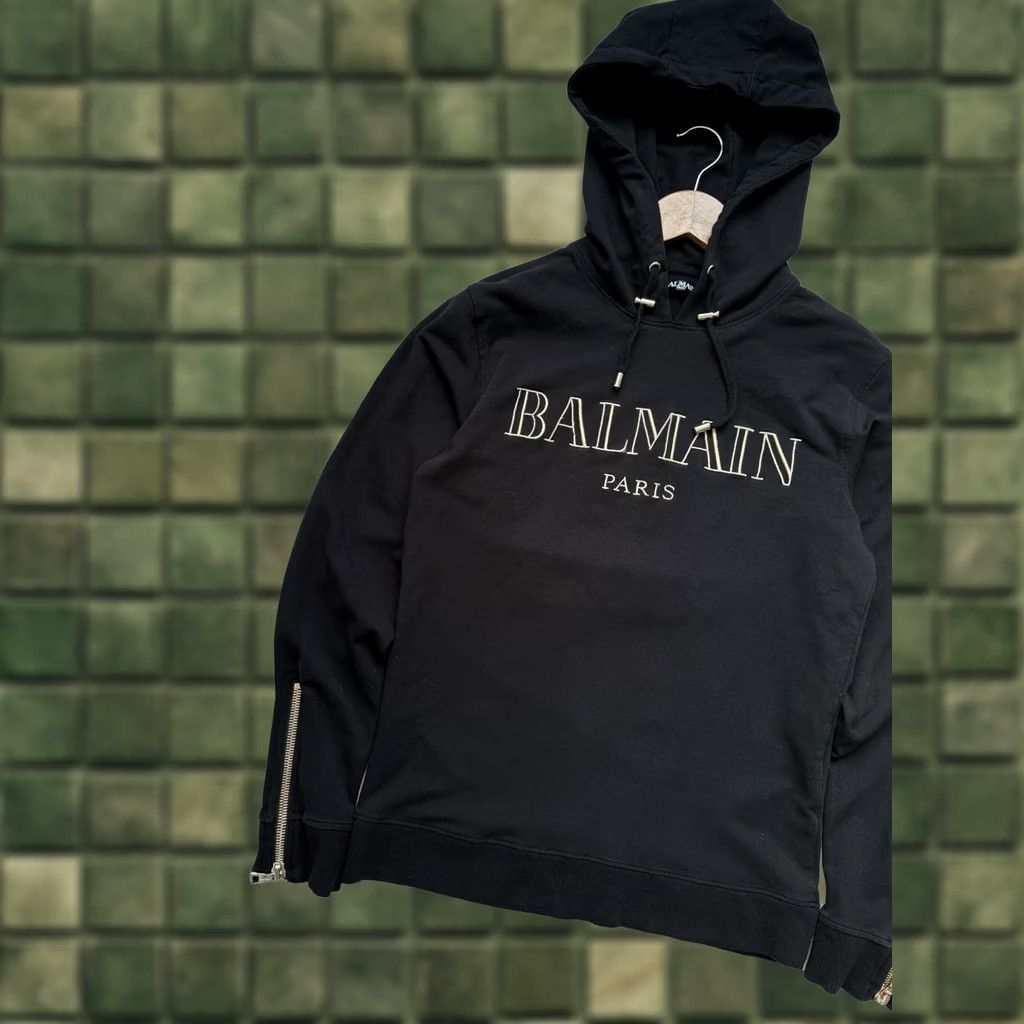Balmain VINTAGE Balmain Hoodie Pullover Zip Big Logo Gold Black Hooded Luxury Size S Size US S / EU 44-46 / 1 - 1 Thumbnail