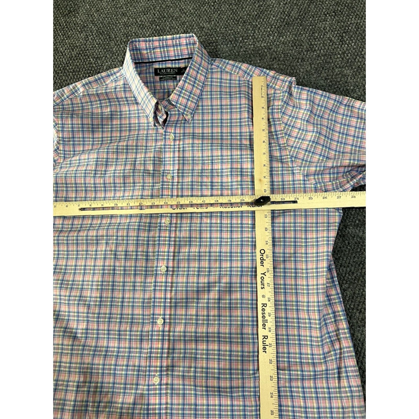 Ralph Lauren Lauren Ralph Lauren Dress Shirt Mens 18 34 35 Pink Blue Plaid Classic Fit Shirt Mens 18 Pink Plaid Classic Fit Size 48R - 2 Thumbnail