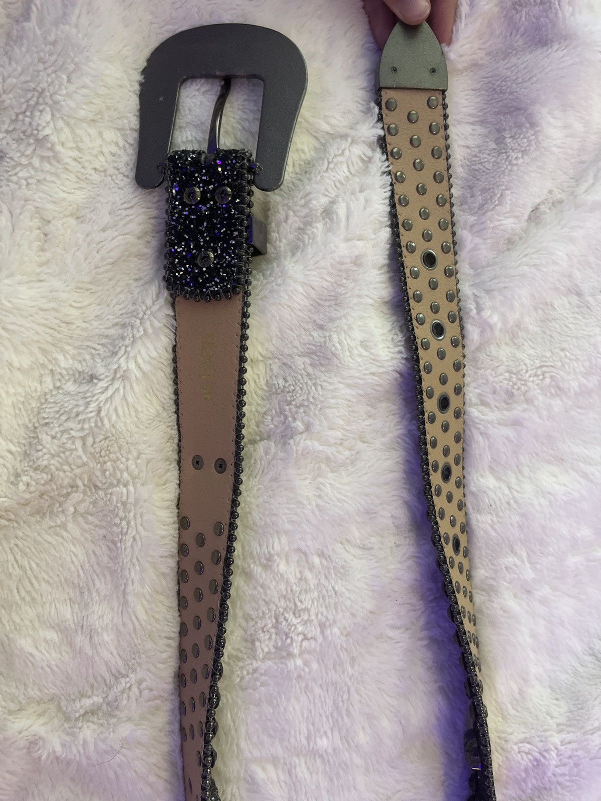 Other Black bling belt with skulls Size 28 - 2 Thumbnail