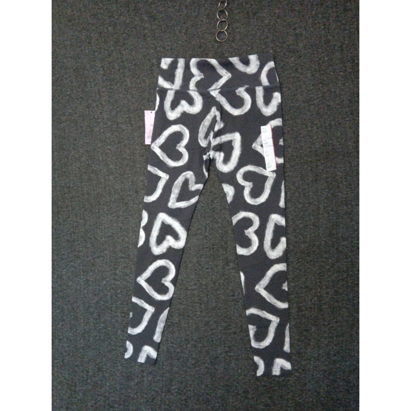 Vintage Wild Fable Leggings Women XS Gray High-Rise Heart Print Size 26" / US 2 / IT 38 - 2 Thumbnail