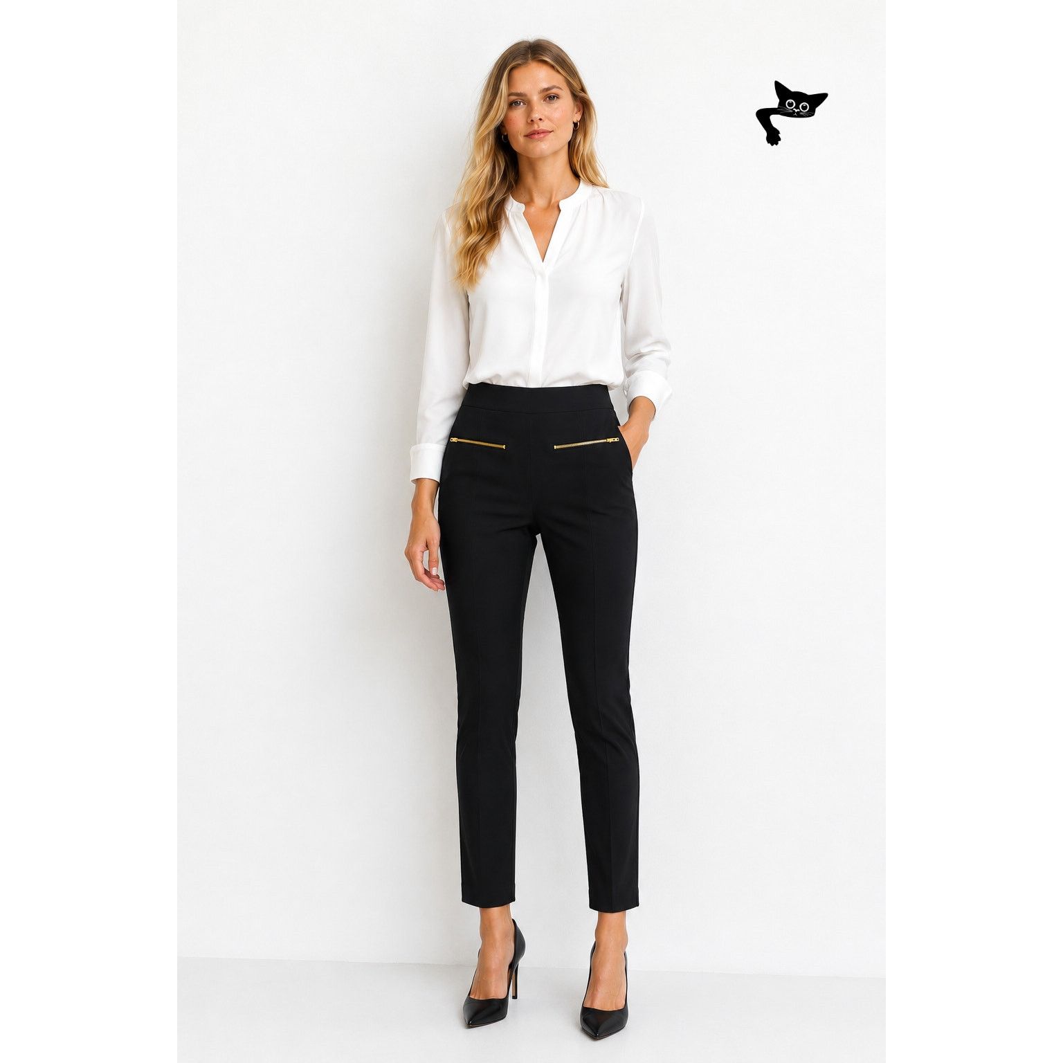Rag & Bone NWT Rag & Bone Annie Black Cropped Ponte Pants Gold Zip Size 26" / US 2 / IT 38 - 5 Thumbnail