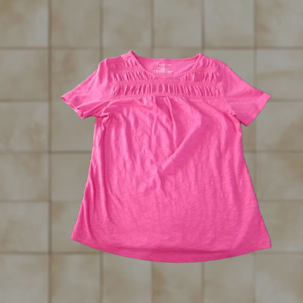 Talbots Talbots Womens PS Petites Pink Modal Stretch Top Blouse Crew Neck Short Sleeve Cotton Size S / US 4 / IT 40 - 1 Thumbnail