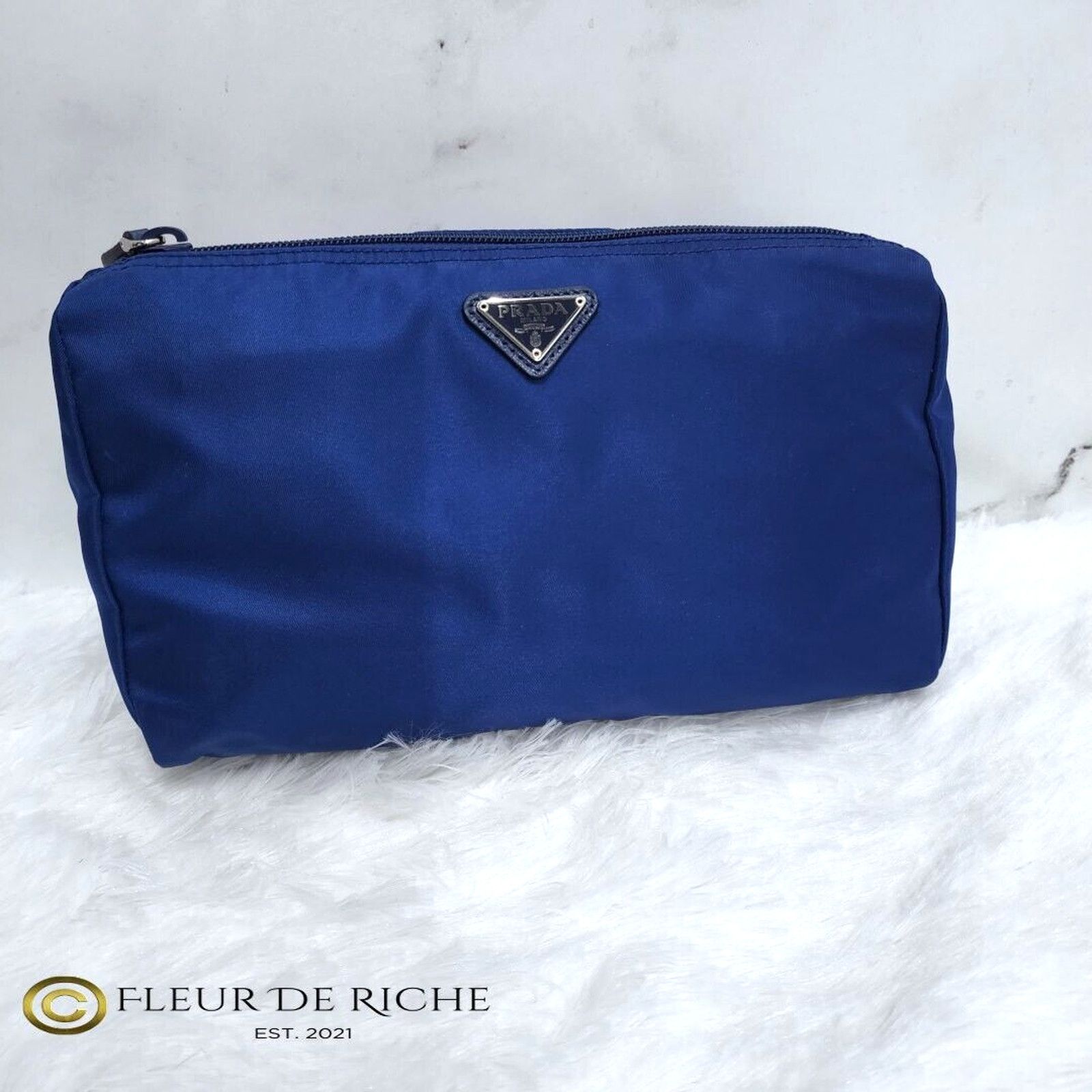 Prada Prada Necessaire Tessuto Medium Toiletry Case Blue 1NA012 Size ONE SIZE - 2 Thumbnail