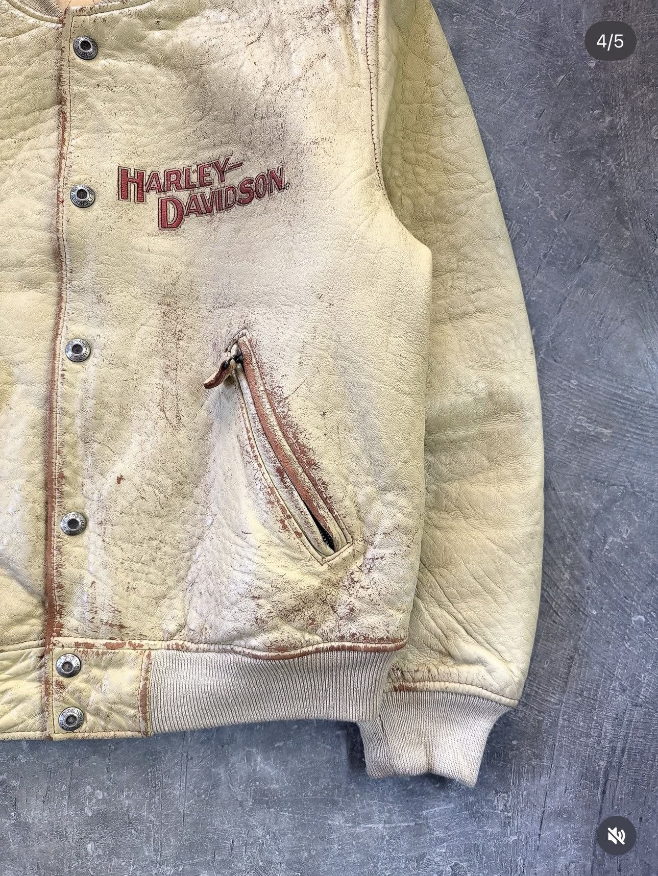 Harley Davidson Vintage Harley-Davidson Distressed Effect Leather Jacket Size US L / EU 52-54 / 3 - 4 Thumbnail