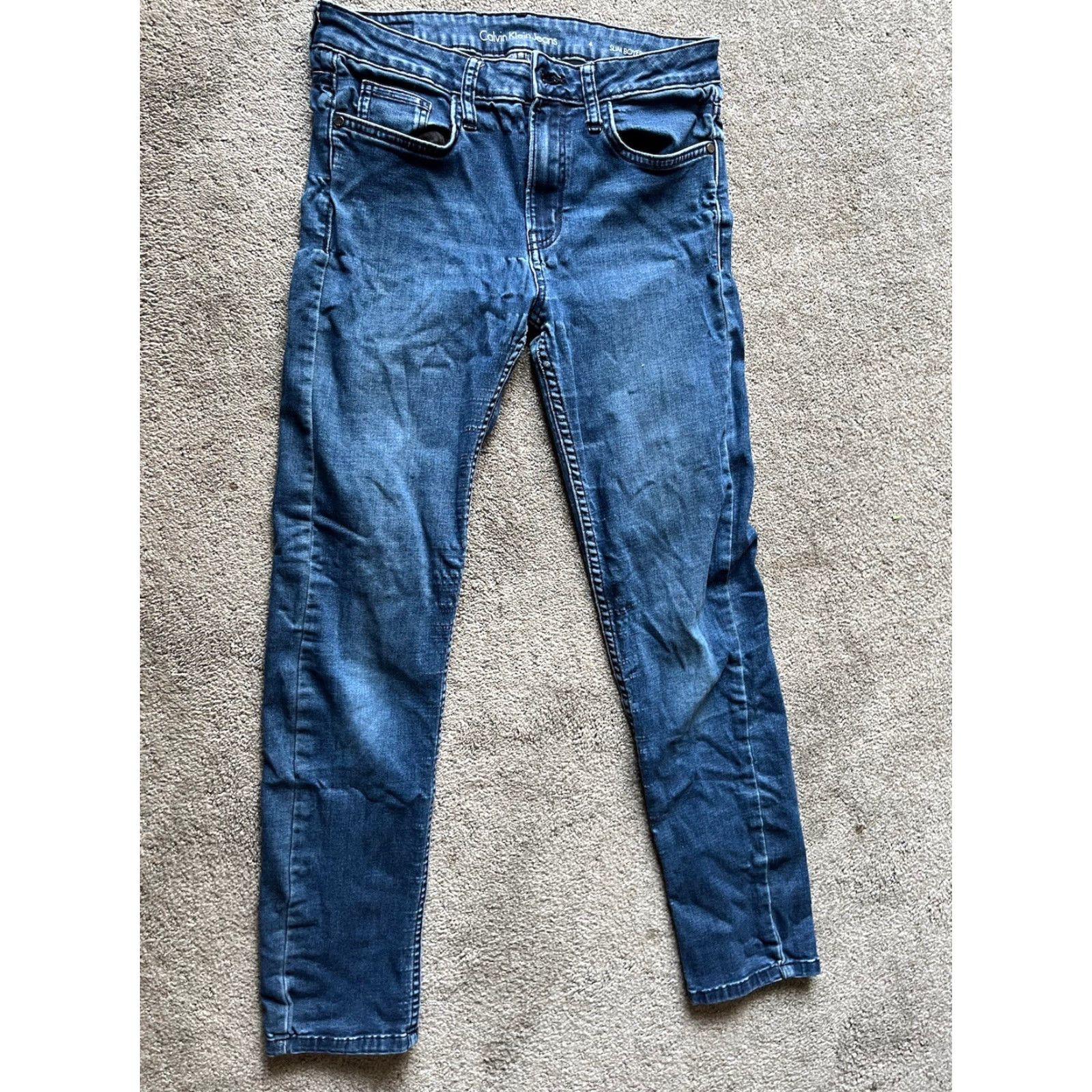Calvin Klein Calvin Klein Slim Women's Jeans Size 4 Medium Wash Blue Straight Fit Size 27" / US 4 / IT 40 - 3 Thumbnail
