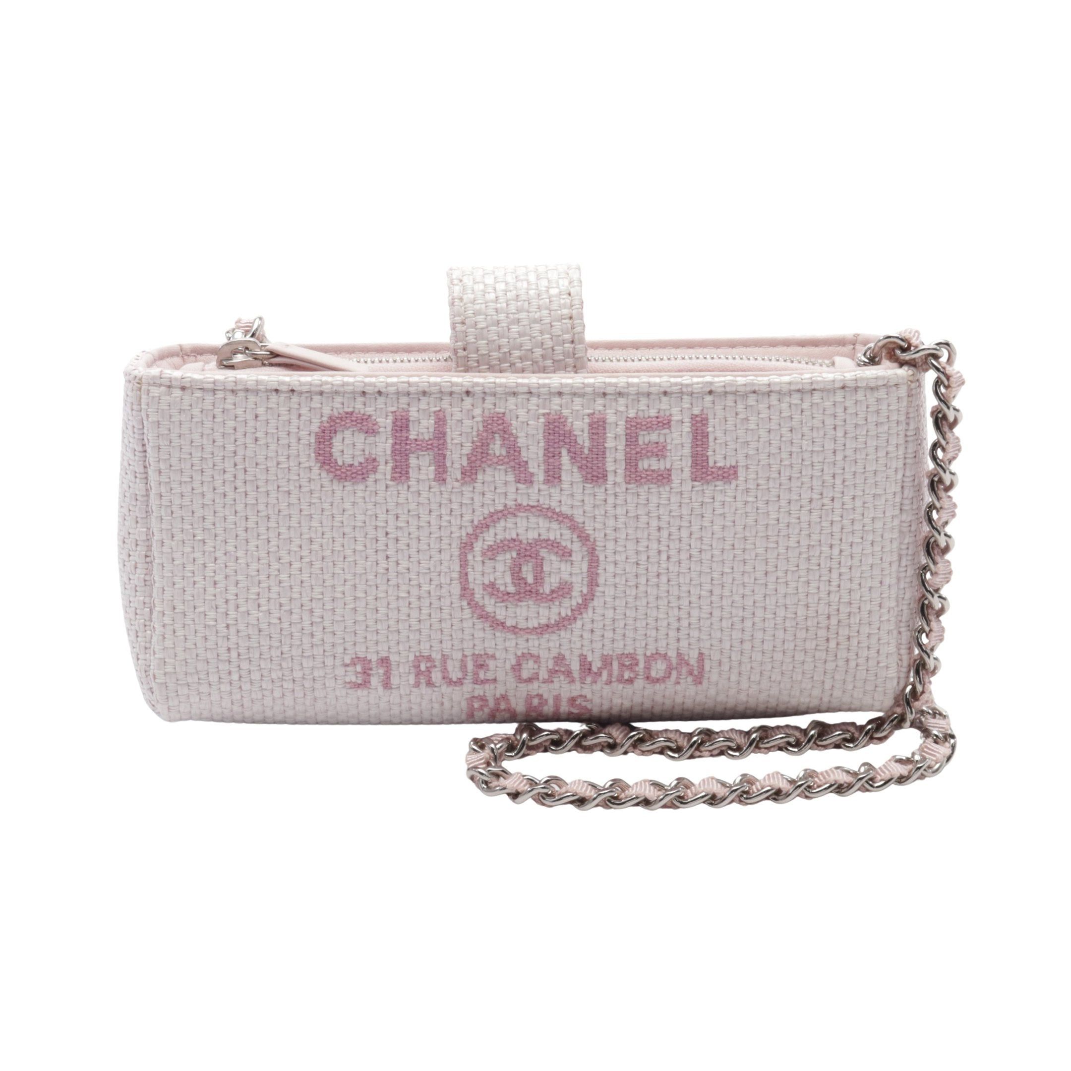 Chanel Chanel Deauville Mini Chain Shoulder Bag Raffia Light Pink Silver Hardware Size ONE SIZE - 1 Thumbnail