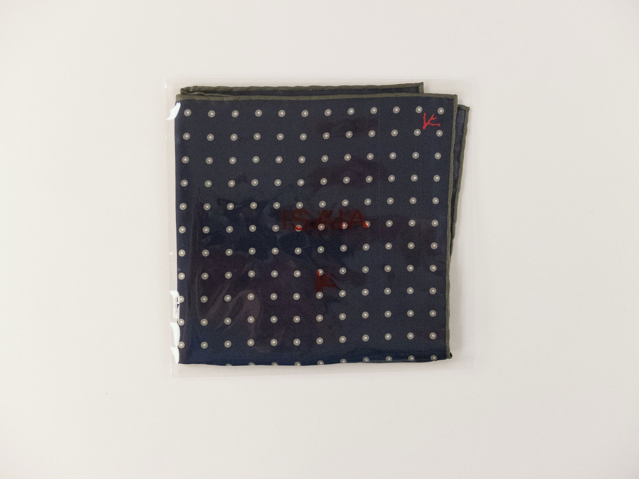 Isaia ISAIA Napoli navy blue polka dots silk pocket square Size ONE SIZE - 4 Thumbnail