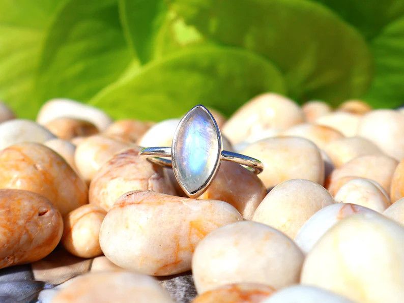 Handmade Rainbow Moonstone Ring, Handmade 925 Silver, June Birthstone Size ONE SIZE - 2 Thumbnail