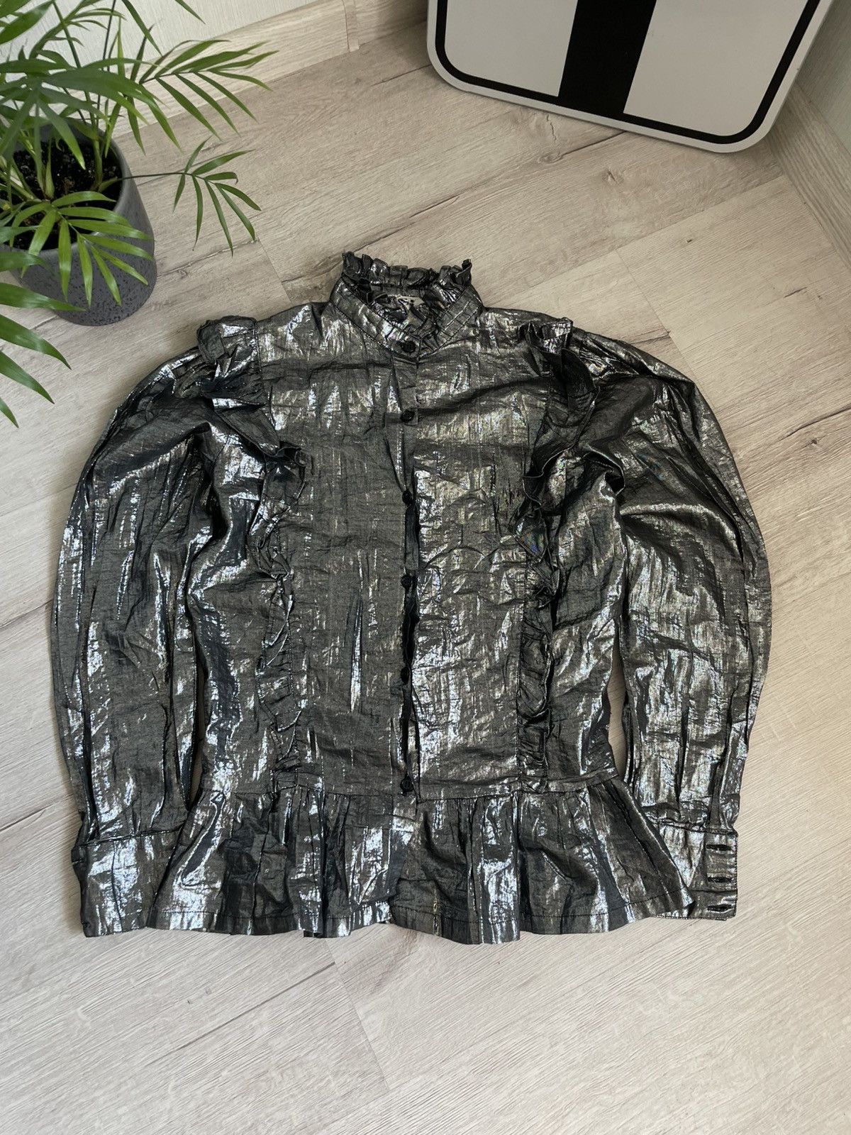 Hysteric Glamour × If Six Was Nine Baroque Mirror Blouse Black Metallic Ruffles Gucci Vibe Y2k Size S / US 4 / IT 40 - 10 Thumbnail