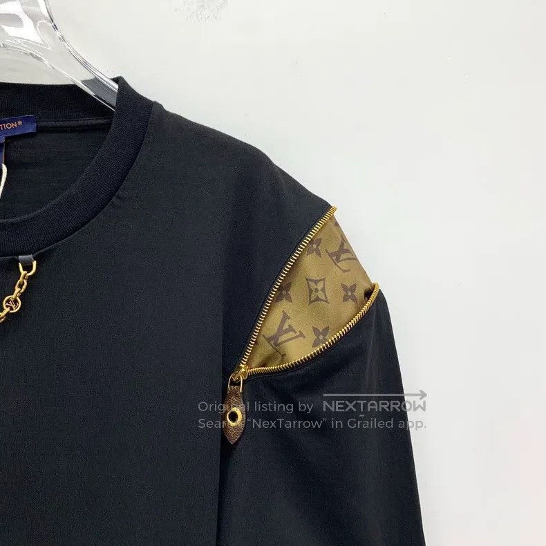 Louis Vuitton Louis Vuitton 23 Black Zip Patchwork Cotton Crew Neck Shor Size M / US 6-8 / IT 42-44 - 3 Thumbnail