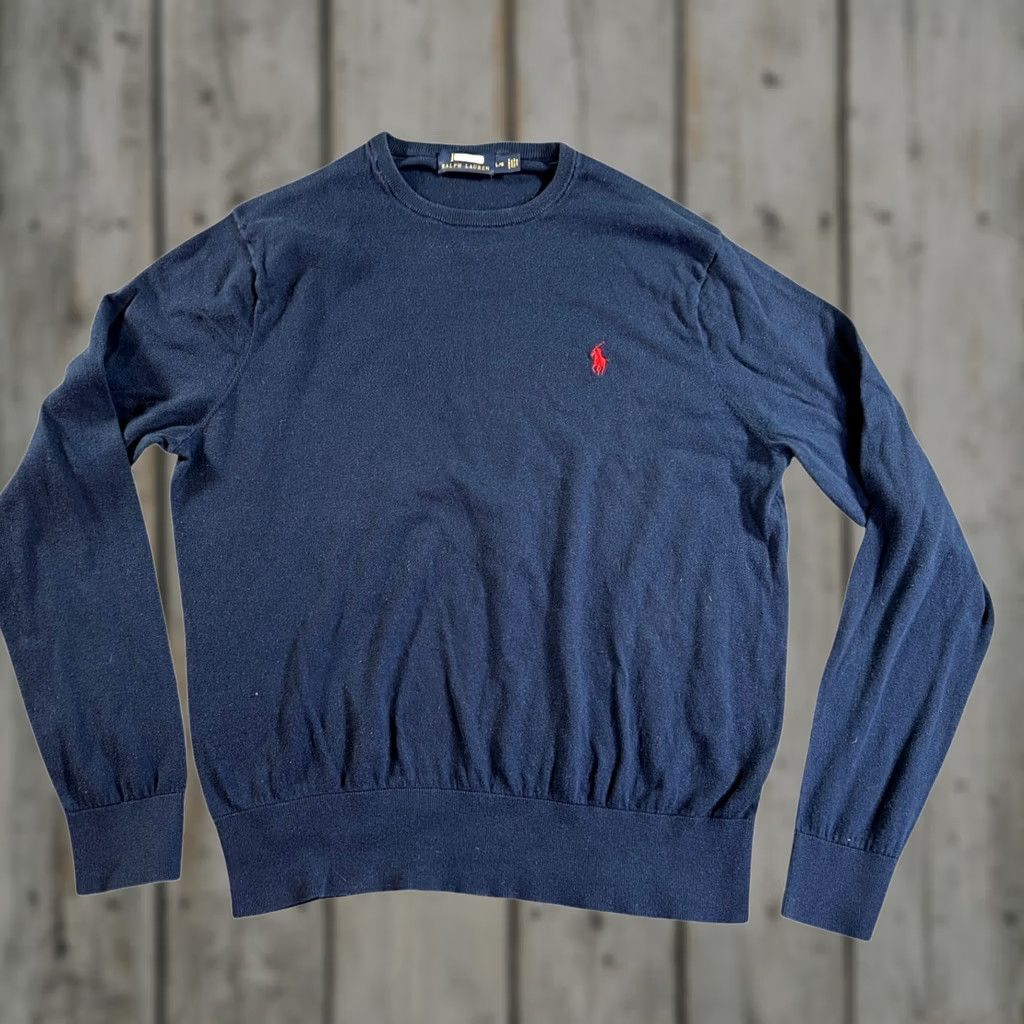 Ralph Lauren Ralph Lauren Sweater Mens Large Navy Blue Cotton Cashmere Crewneck Long Sleeve Size US L / EU 52-54 / 3 - 1 Thumbnail