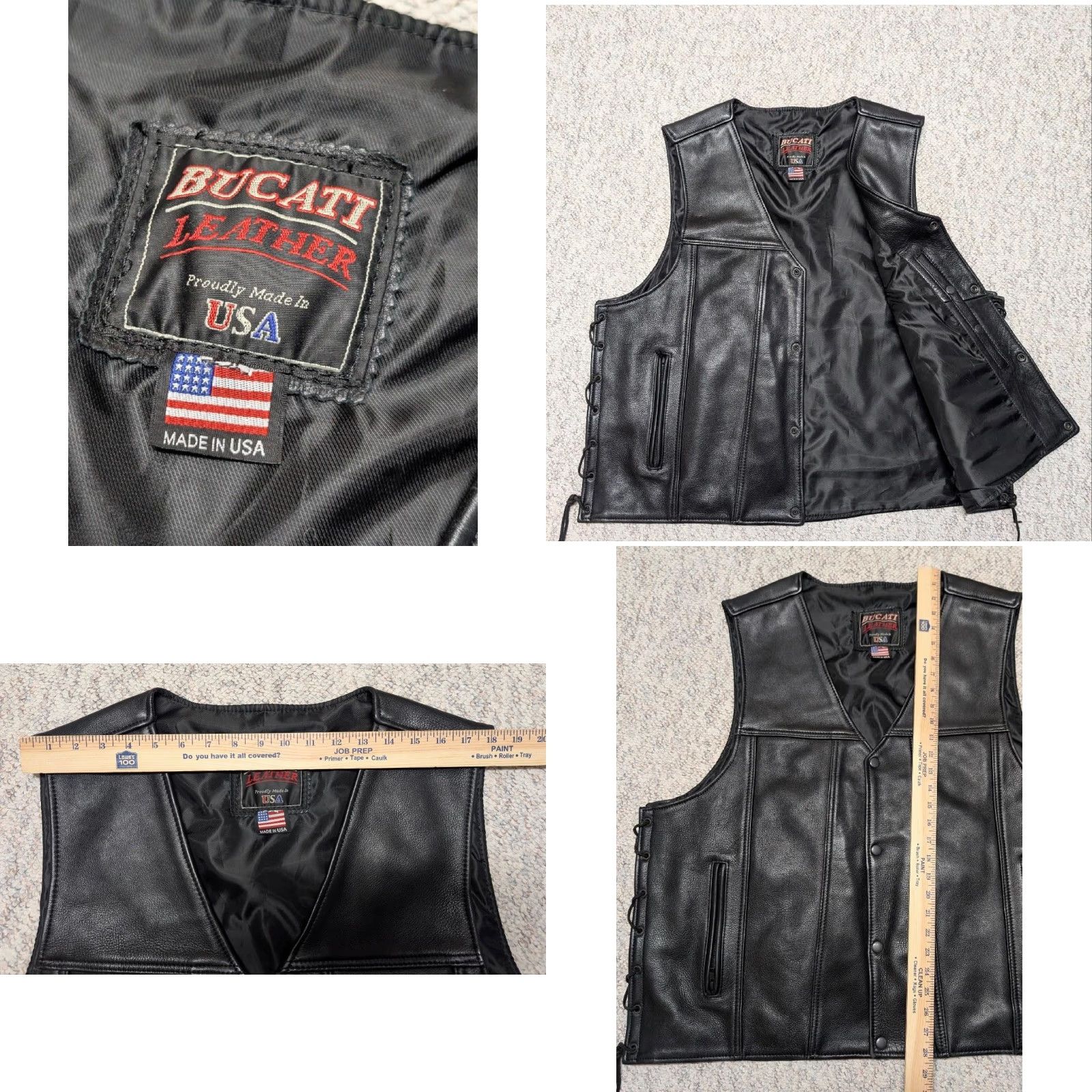 Vintage VINTAGE Bucati MOTORCYCLE vest shirt Mens 3XL Black gun conceal carry 50-52 Western snap Leather USA made Conceal Carry Vest Size US XXL / EU 58 / 5 - 8 Thumbnail