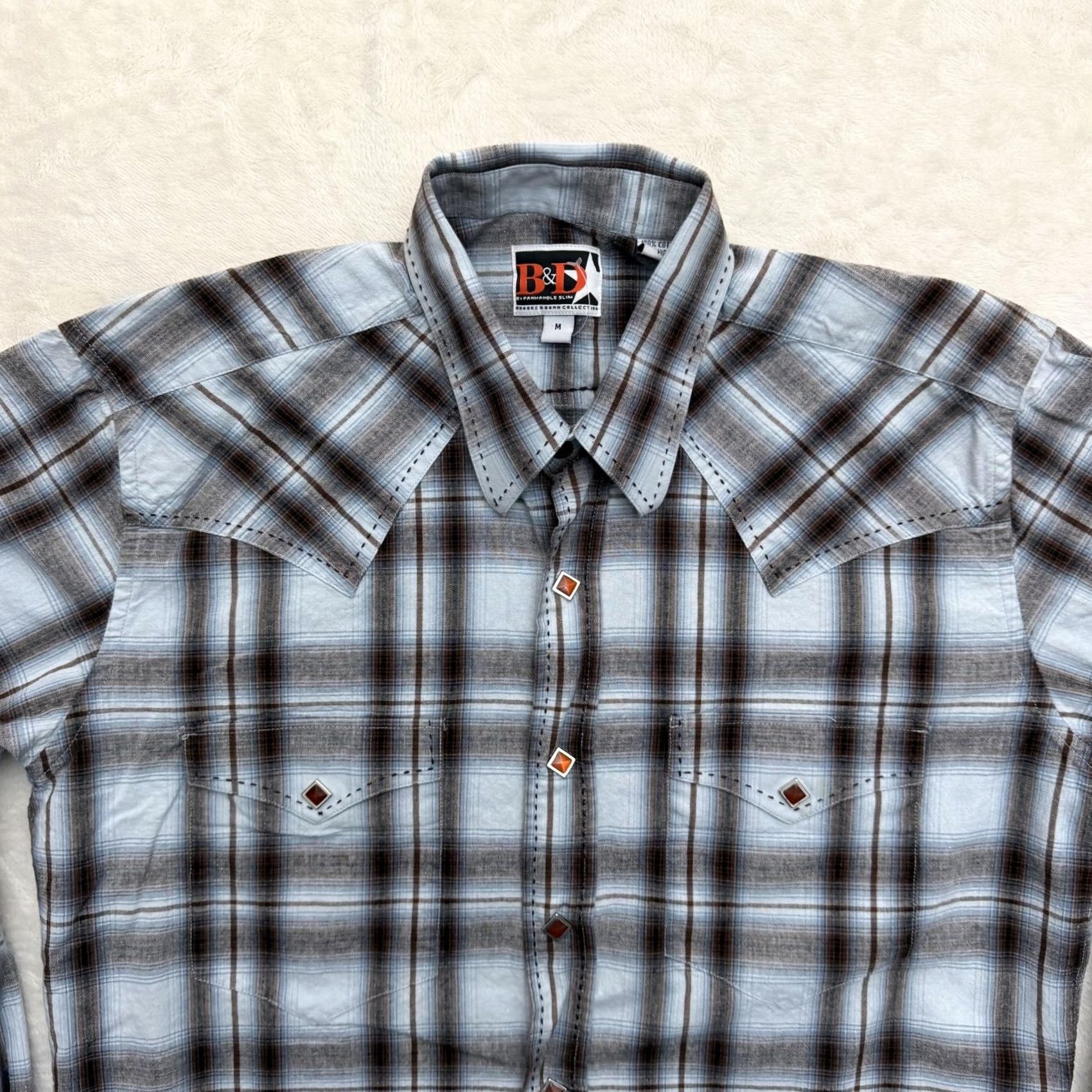 Vintage VINTAGE B&D by Panhandle Slim Shirt Mens Medium Blue Plaid Western Pearl Snap Shirt Mens Medium Blue Plaid Western Pearl Snap Size US M / EU 48-50 / 2 - 5 Thumbnail