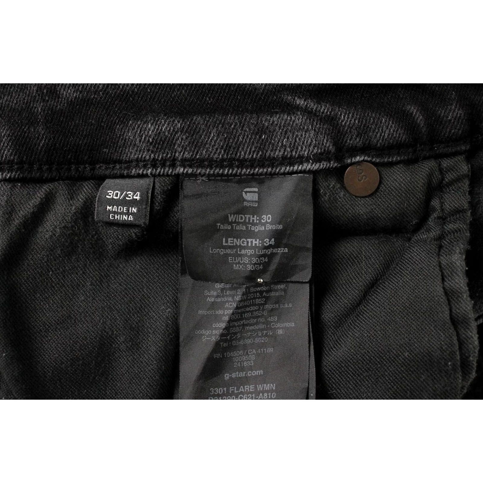 G-Star G-STAR Jeans Women's W30/L34 Flare Zip Fly Faded Stretch Whiskers Black Size 30" / US 8 / IT 44 - 7 Thumbnail