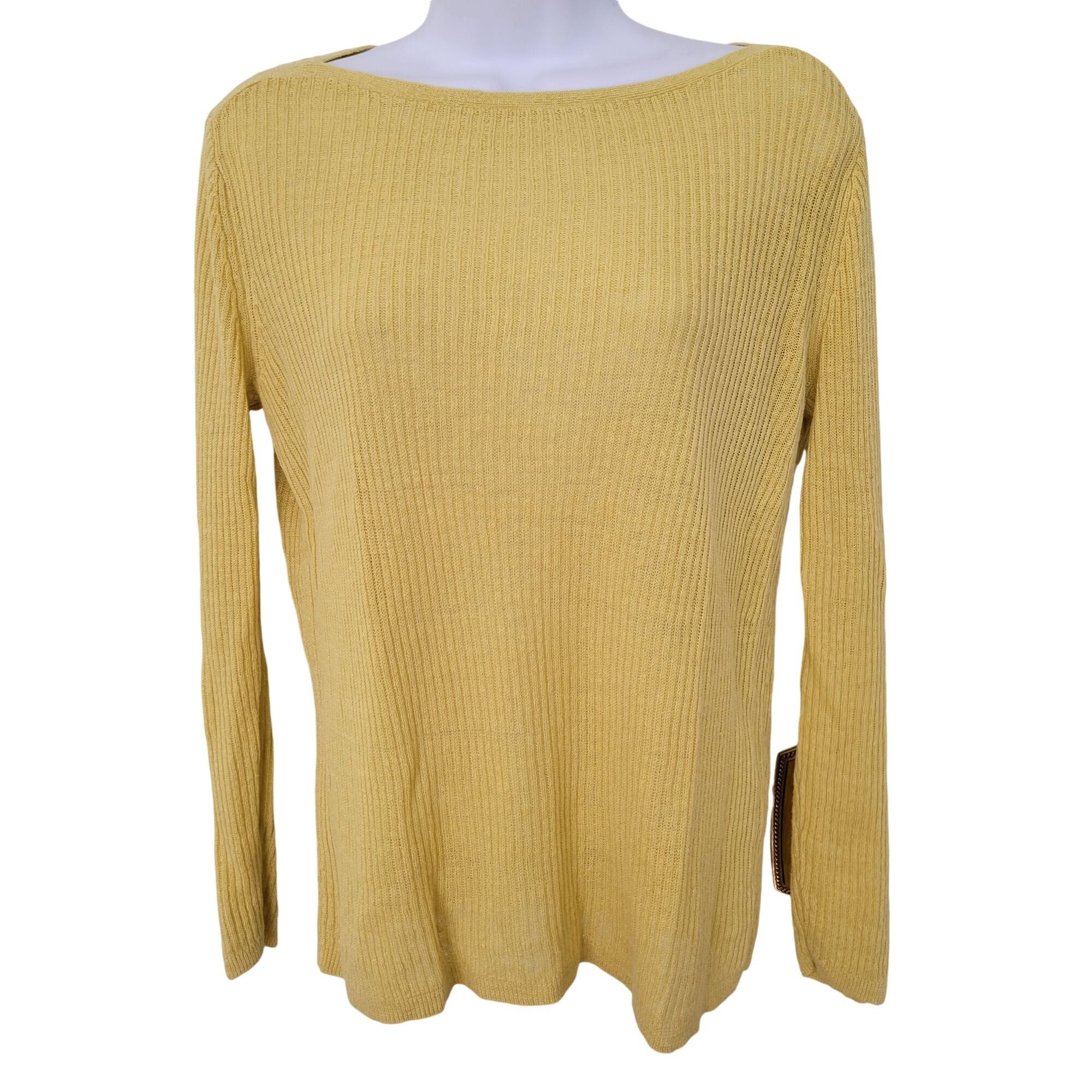 Eileen Fisher Eileen Fisher XS Yellow Ribbed Linen Sweater Lightweight Boa Size XS / US 0-2 / IT 36-38 - 1 Thumbnail
