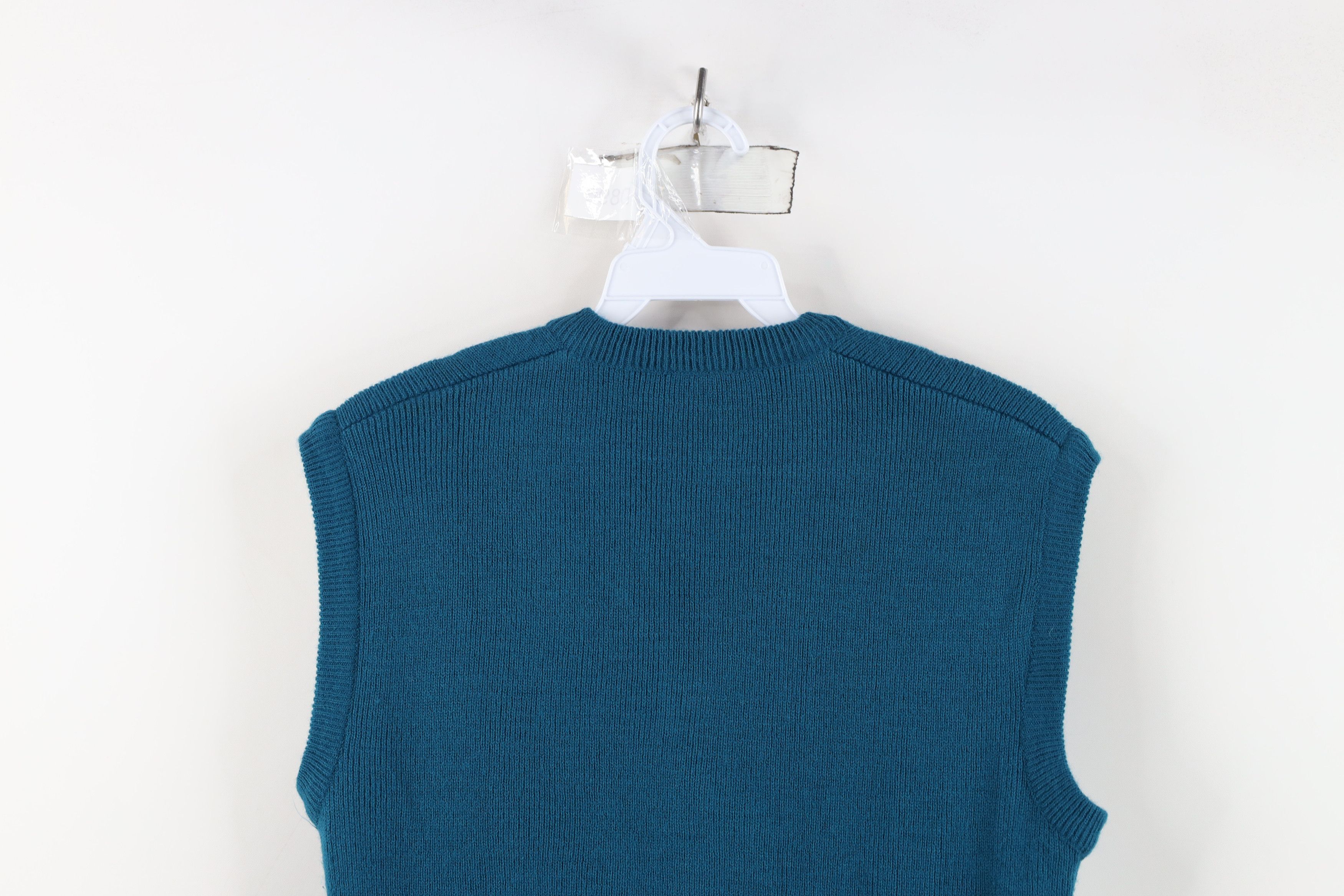 Vintage Vintage 70s Streetwear Blank Ribbed Knit Sweater Vest Teal Size M / US 6-8 / IT 42-44 - 9 Thumbnail