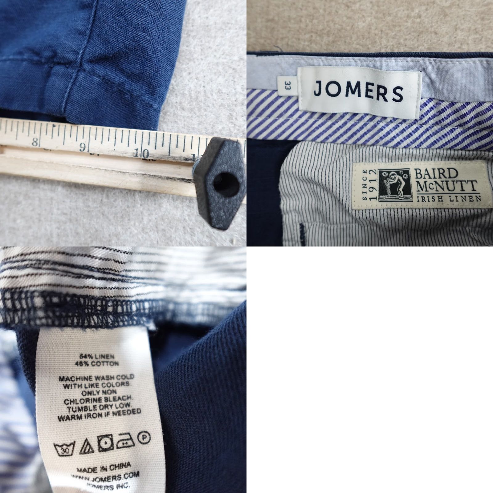 Vintage Jommers Mens Chino Shorts 33 Blue Solid Linen Blend Casual Baird McNutt Size US 32 / EU 48 - 8 Thumbnail