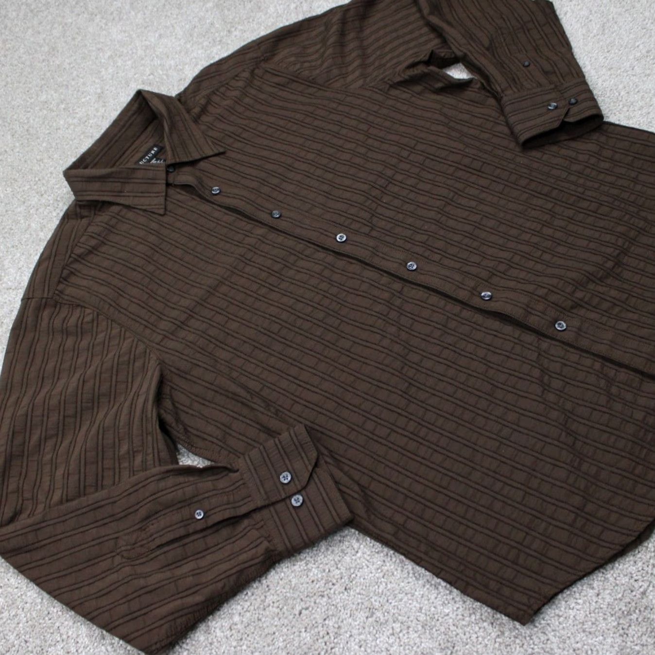 Vintage Structure Shirt Mens XL Brown Textured Long Sleeve Button Up Cotton/Poly Blend Size US XL / EU 56 / 4 - 6 Thumbnail