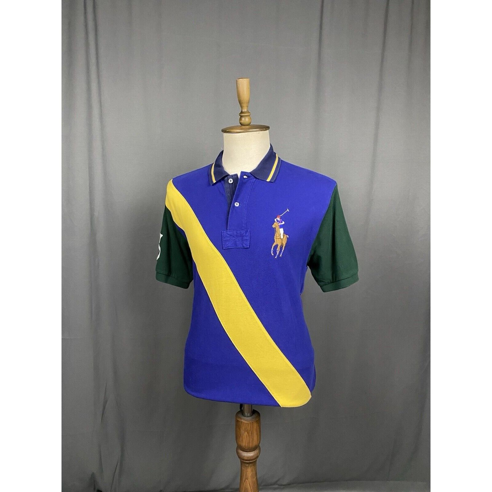 Polo Ralph Lauren Polo Ralph Lauren Big Logo VTG Men's Blue Yellow Polo T-Shir Size US L / EU 52-54 / 3 - 2 Thumbnail