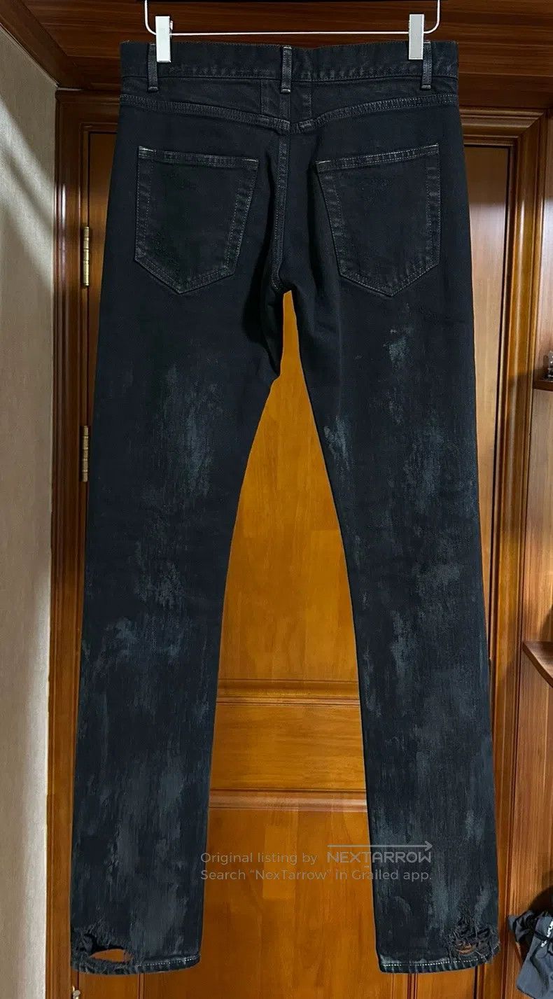 Saint Laurent Paris Saint Laurent Paris Black Oil Stain Destroyed Denim Pants Size US 29 - 2 Thumbnail