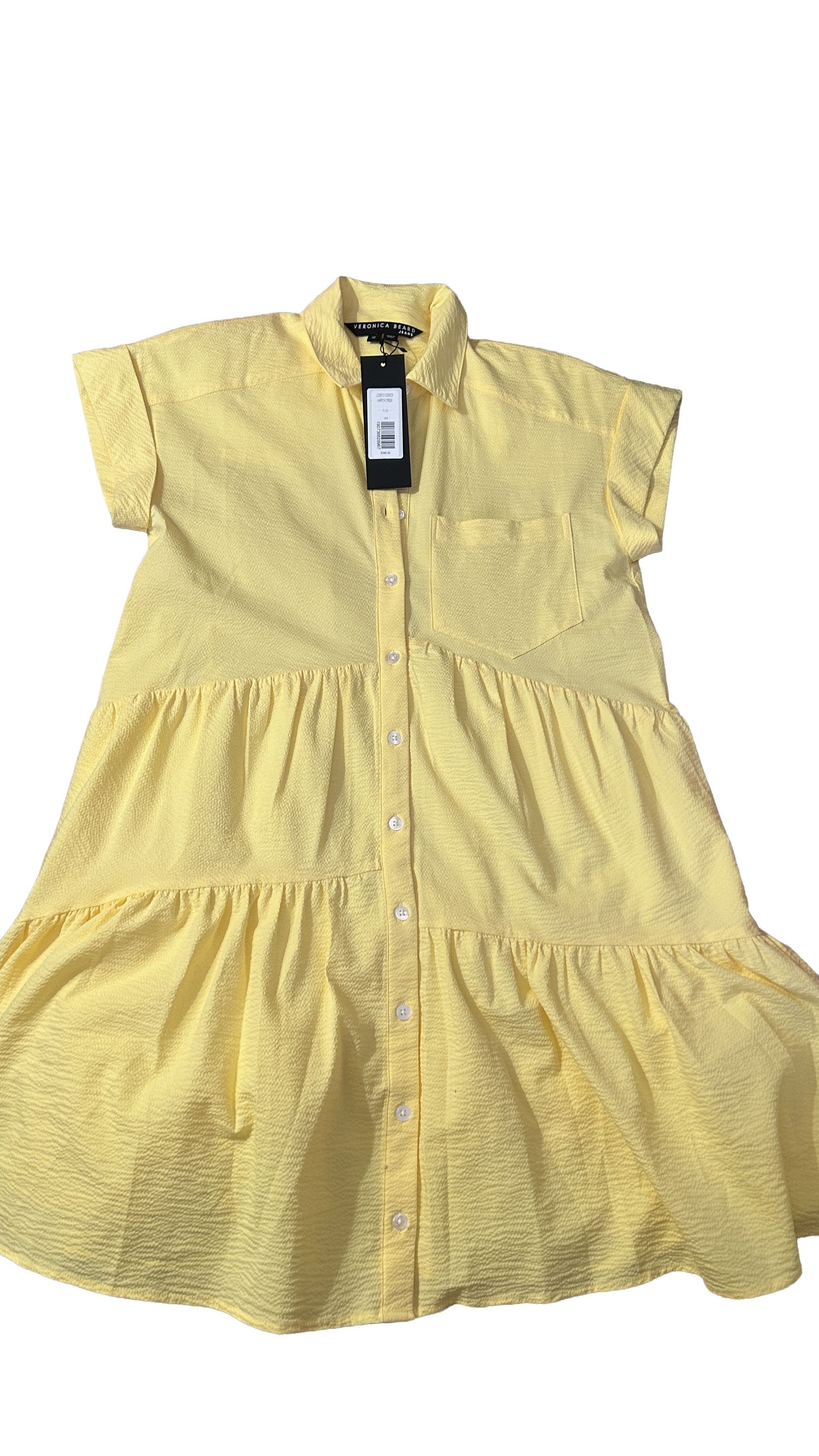 Veronica Beard Yellow Harris Dress Women’s Midi Shirt Dress Belted Cotton Size XS / US 0-2 / IT 36-38 - 5 Thumbnail
