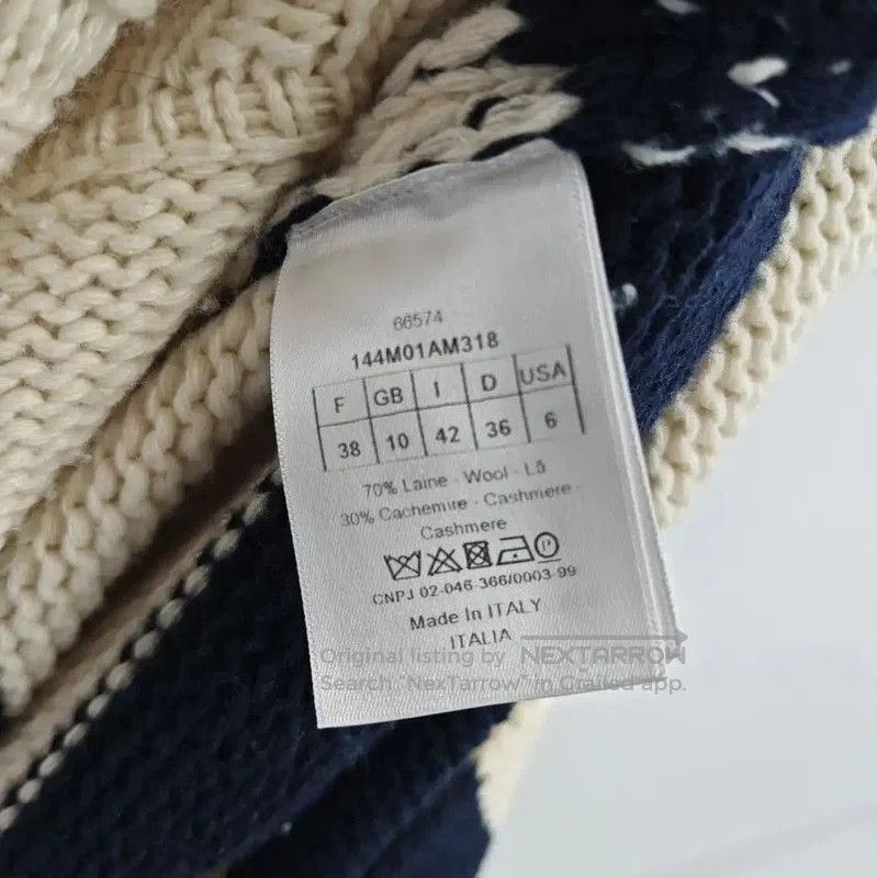 Dior Cream and Navy Striped Wool Long Sweater .