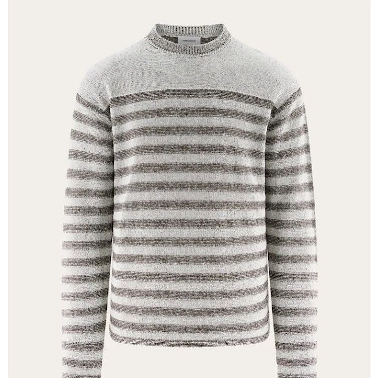 o1s1rm0126 Striped Sweater in White/Brown