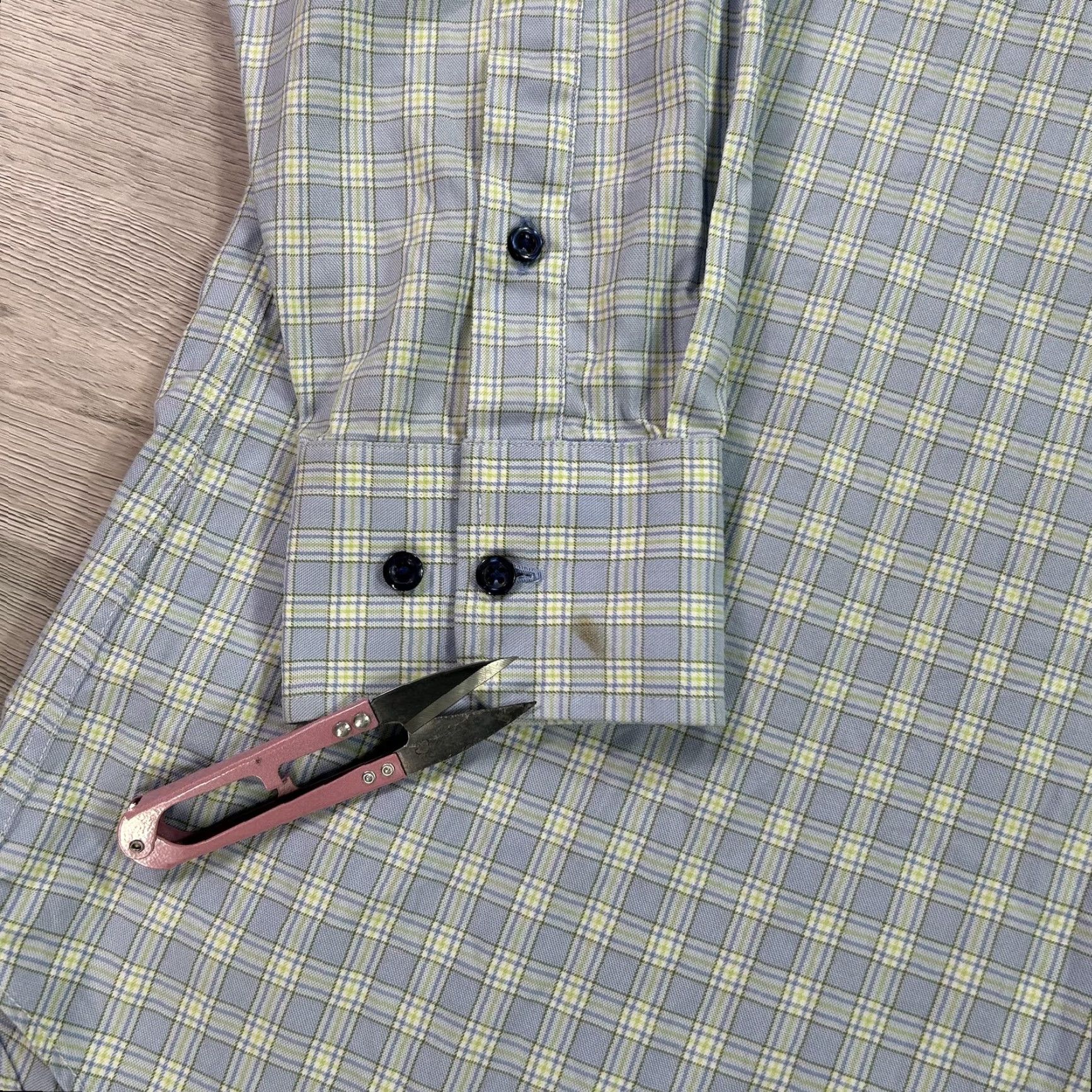 David Donahue David Donahue Shirt Mens 16.5 32/33 Blue Green Plaid Long Sleeve Button Front Dress Shirt Size US XL / EU 56 / 4 - 4 Thumbnail