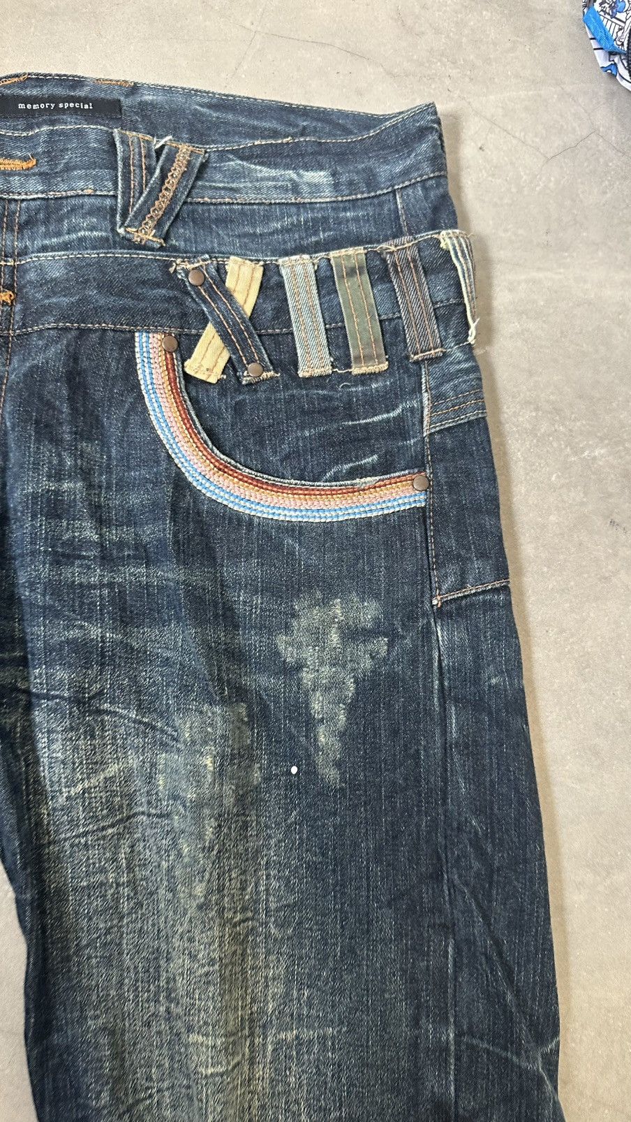 Japanese Brand MEMORY SPECIAL DOUBLE WAIST IF SIX DENIM PANT Size 37" - 4 Thumbnail