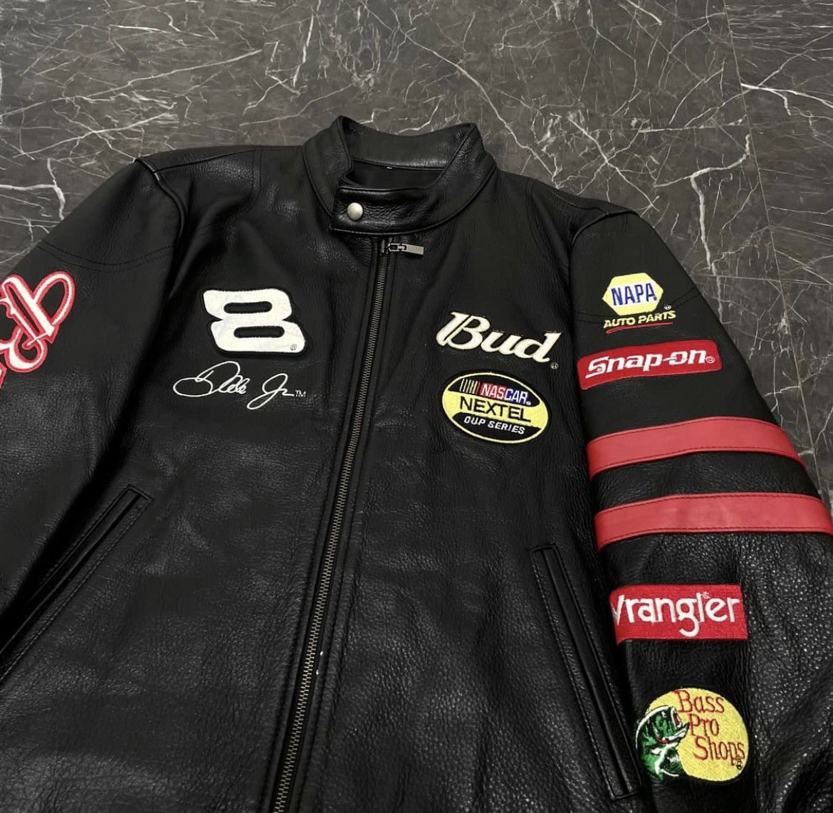 Budweiser × NASCAR × Wilson 🔥RARE🔥 Dale Earnhardt Vintage Leather Racing Jacket Size US L / EU 52-54 / 3 - 4 Thumbnail