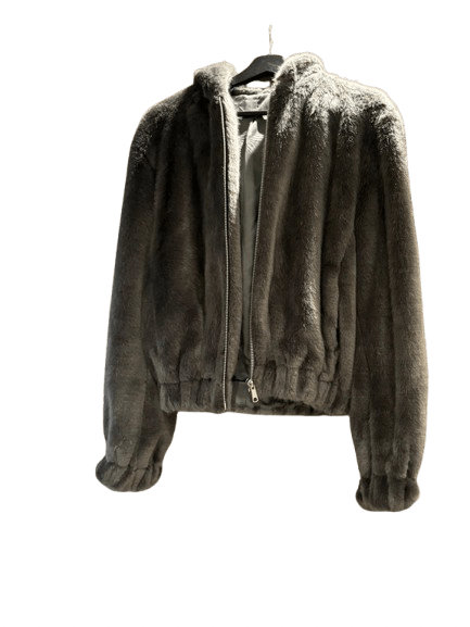 Helmut Lang Helmut Lang Coat Jacket Grey Fur Faux Bomber Crop Top EX0210 Size M / US 6-8 / IT 42-44 - 1 Thumbnail