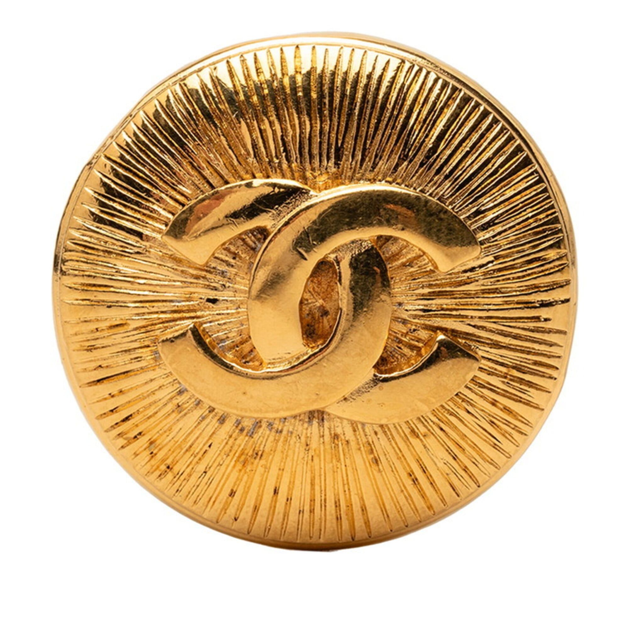 Chanel Chanel Coco Mark Round Brooch, Gold Plated, Women's. Size ONE SIZE - 1 Thumbnail