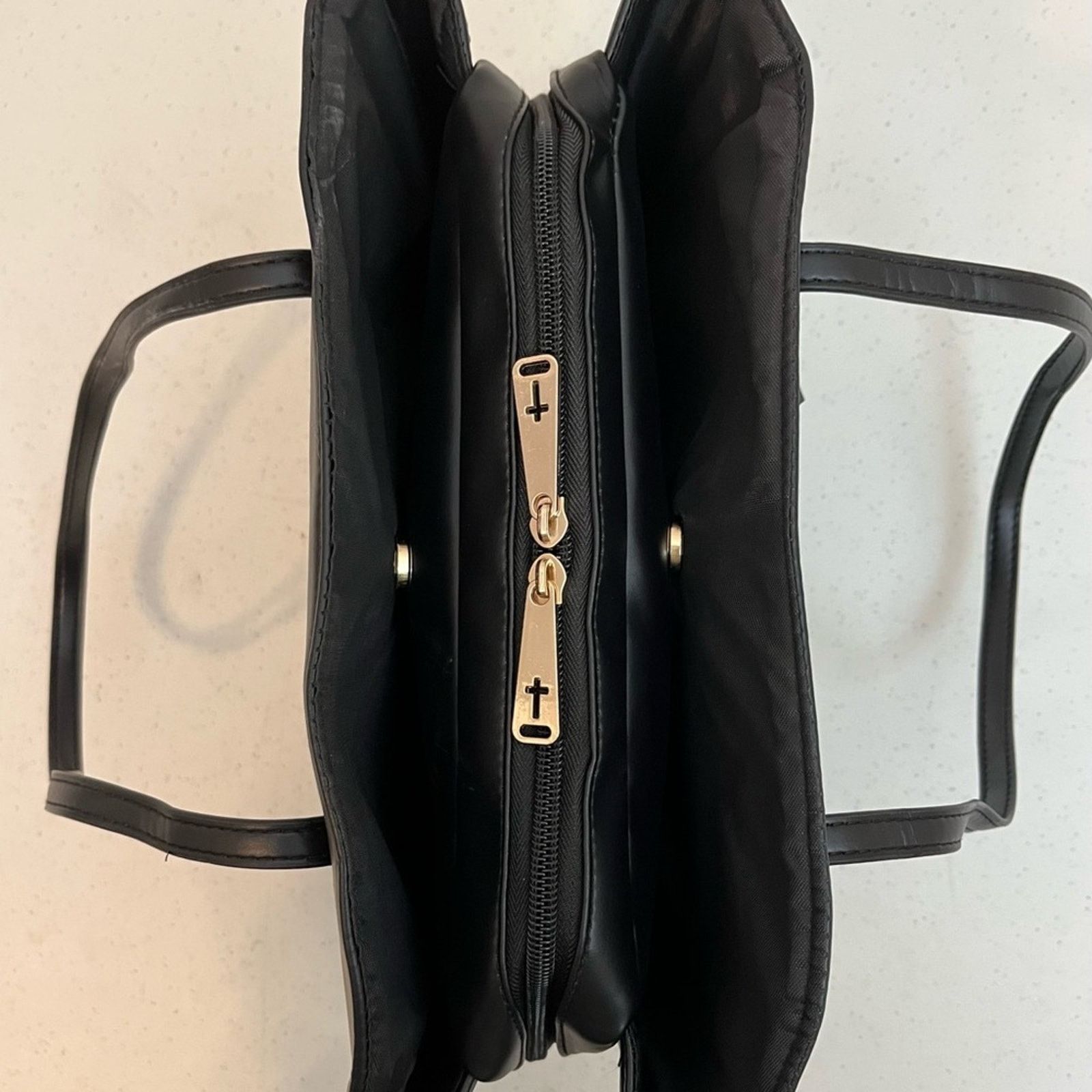 White's Boots Trust, Purse Style Bible Tote, Black with Gold Accents, L Size ONE SIZE - 7 Thumbnail