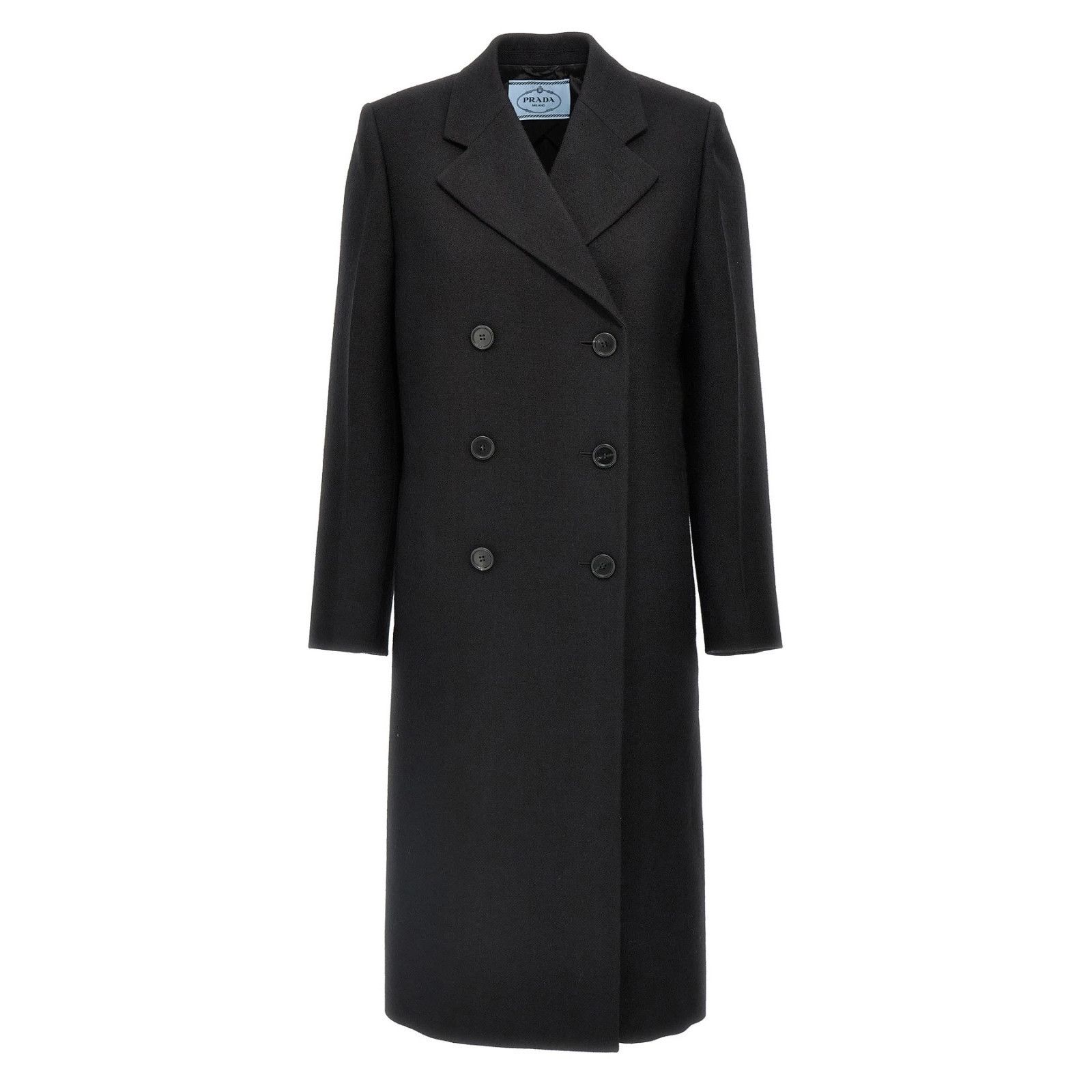 Prada PRADA Black Satin Insert Double-Breasted Wool Coat New And A Size XS / US 0-2 / IT 36-38 - 1 Thumbnail