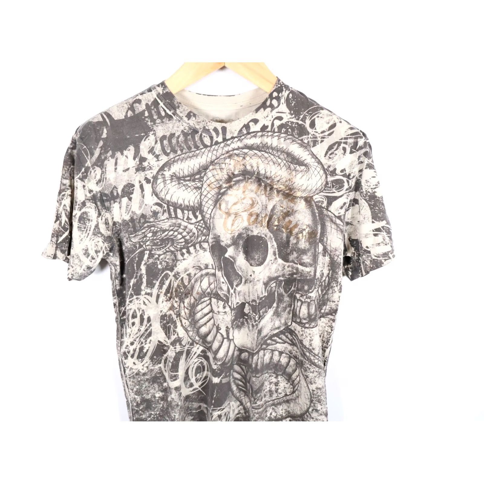 Vintage Xtreme Couture T-Shirt Men Gray Skull Snake AOP Y2K Logo Short Sleeve Crew Neck Vintage 2000s, Regular Fit, 100% Cotton, Made in USA, Size M Size US M / EU 48-50 / 2 - 6 Thumbnail