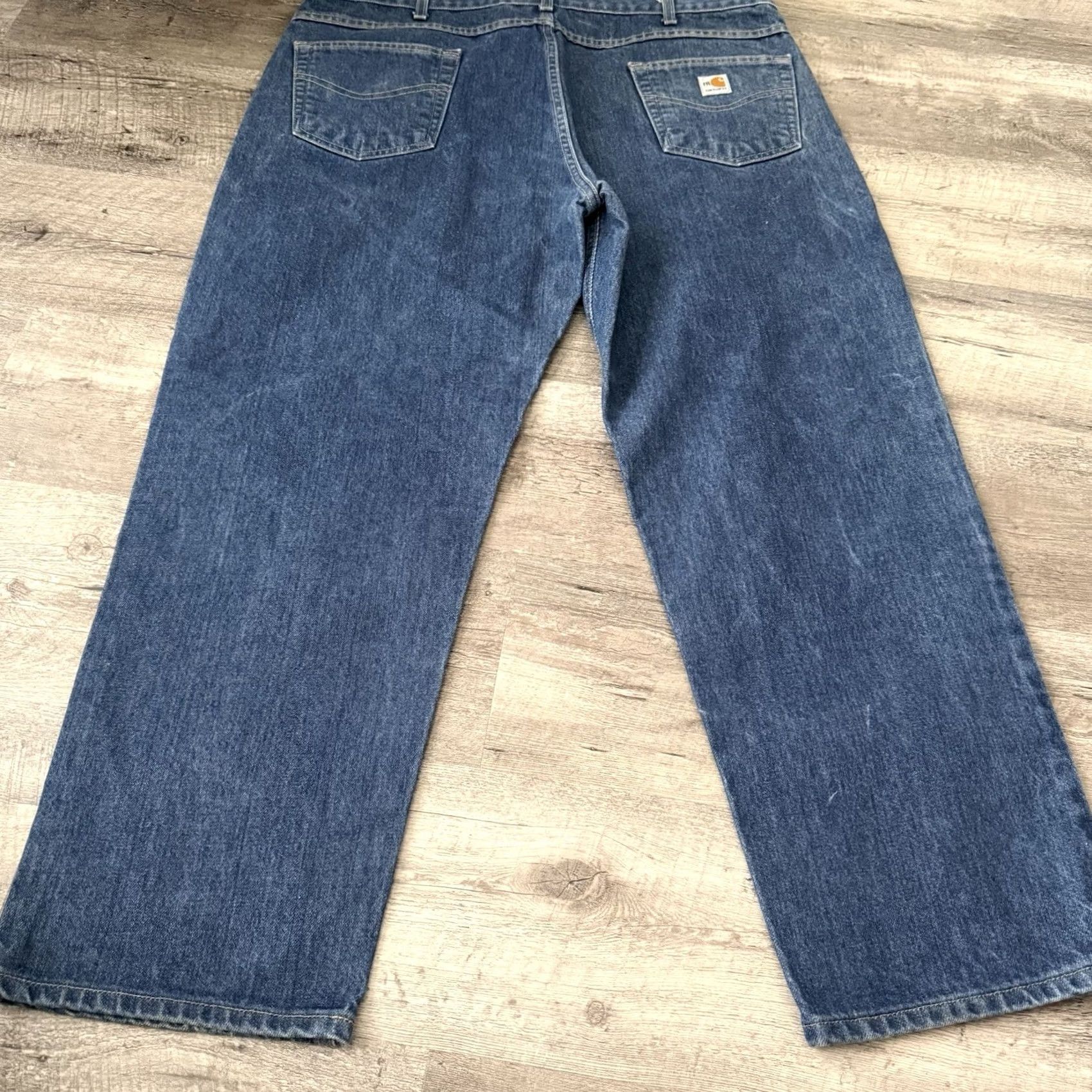 Carhartt Carhartt FR Jeans Mens 42x30 Denim Flame-Resistant 5-Pocket Relaxed Straight Blue 42x30 Mens Workwear Logo FRB160 Size US 42 / EU 58 - 3 Thumbnail