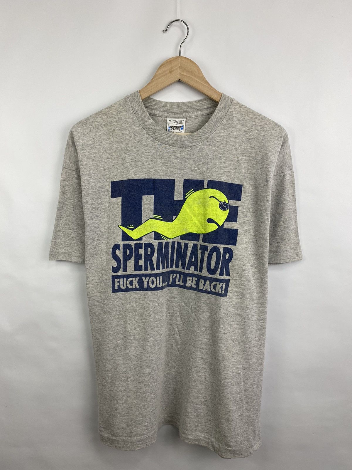 Fruit Of The Loom 🇺🇸 Vintage 90s The Sperminator Fuck you I’ll Be Back Sex tee Size US XL / EU 56 / 4 - 3 Thumbnail