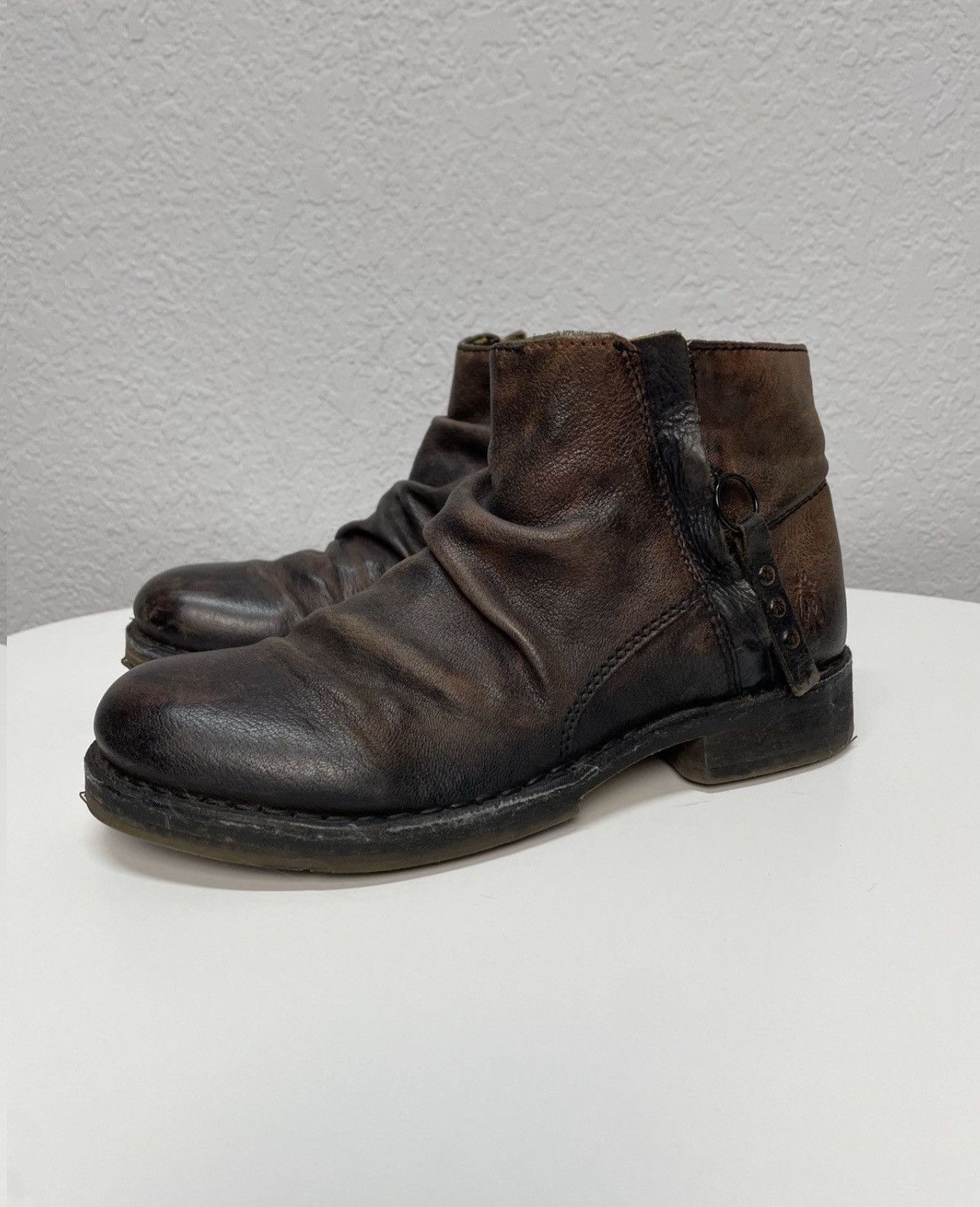 If Six Was Nine Vintage Italian AS 98 Rick Owens Style Leather Biker Boots Size US 8 / IT 38 - 6 Thumbnail