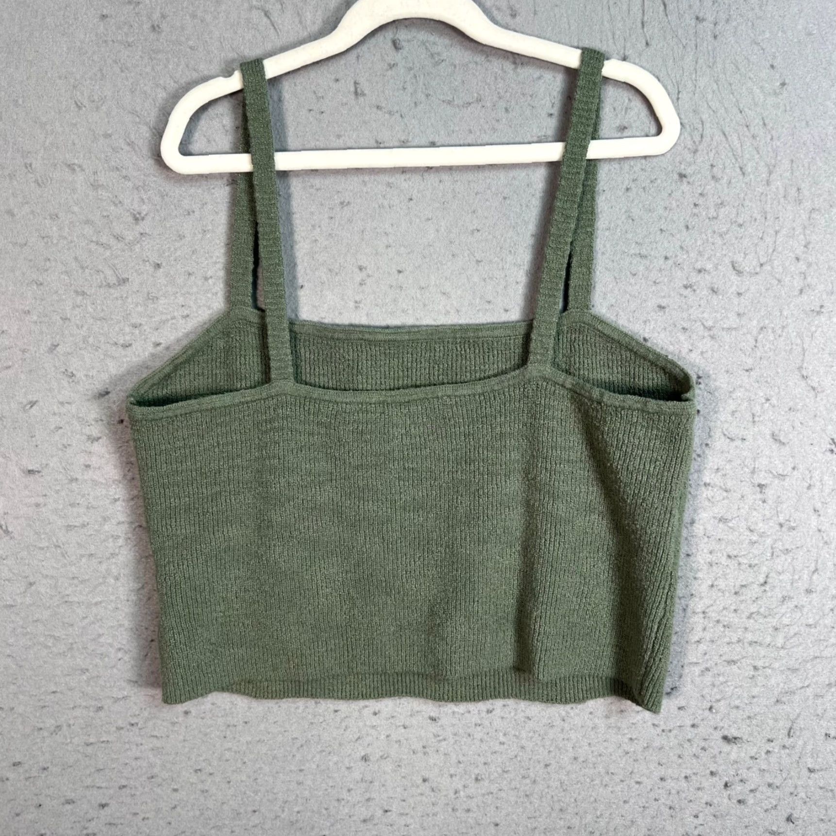 Madewell Madewell Womens XL Green Knit Tank Top Cotton Blend Cropped Sleeveless Casual Size XL / US 12-14 / IT 48-50 - 2 Thumbnail