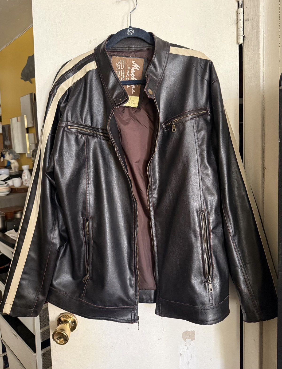 Other Black with cream stripes moto jacket Size US XL / EU 56 / 4 - 1 Thumbnail