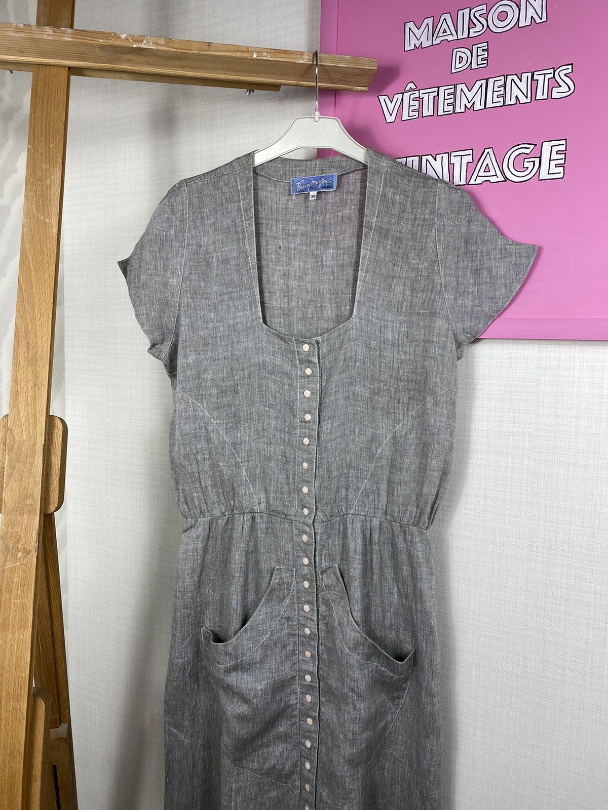 Thierry Mugler × Vintage Thierry Mugler Linen Dress Size S / US 4 / IT 40 - 4 Thumbnail
